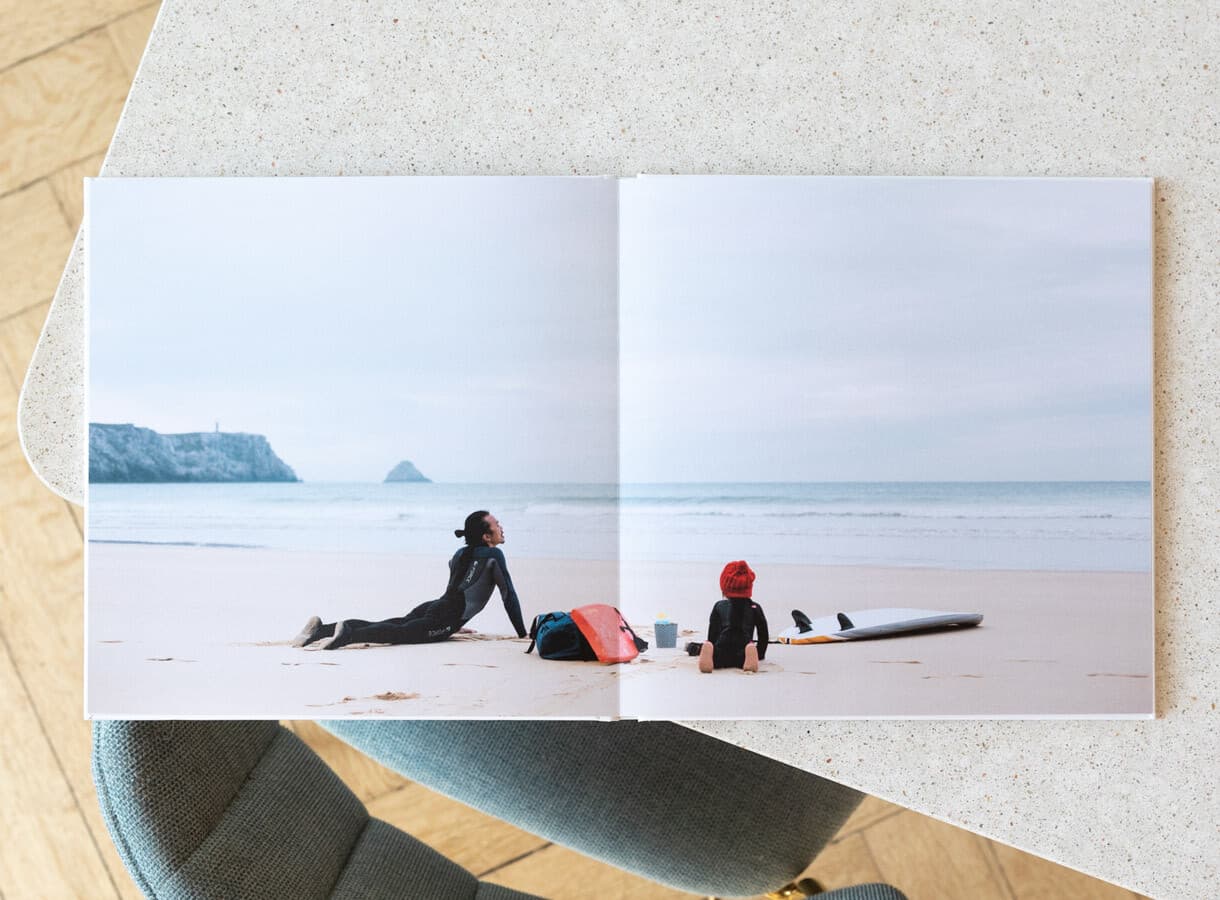 Fotobuch Layflat flach aufgeschlagen