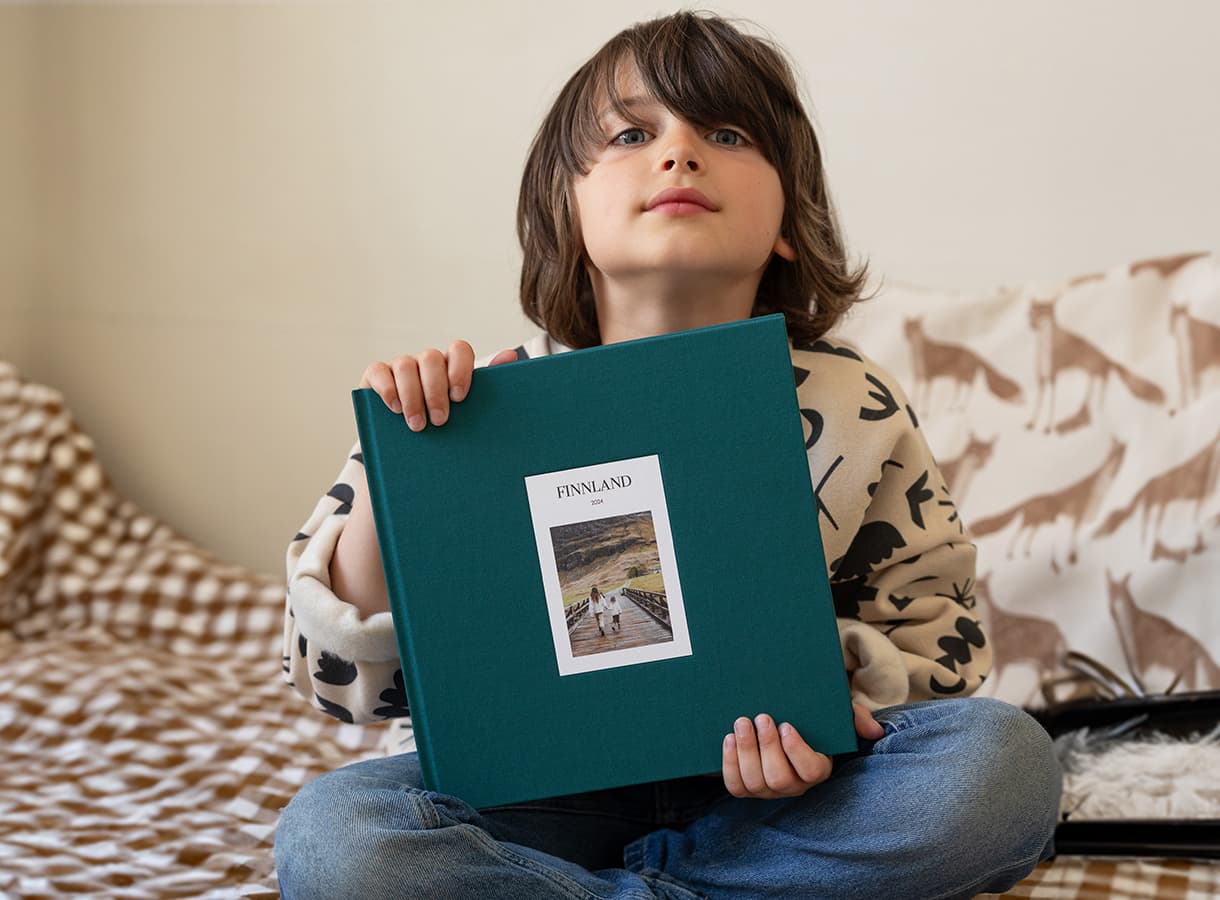 Fotobuch mit Stoff und Fotoprägung