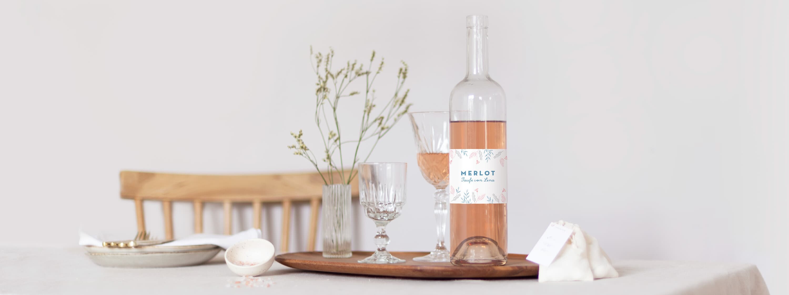 Flaschenetiketten Taufe Floral