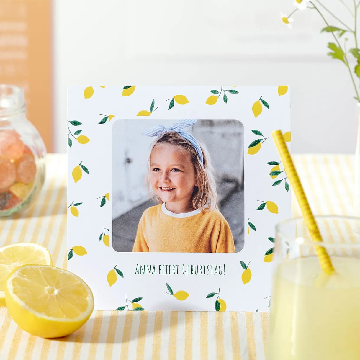 Einladungskarten Kindergeburtstag Zitrustraum Gelb