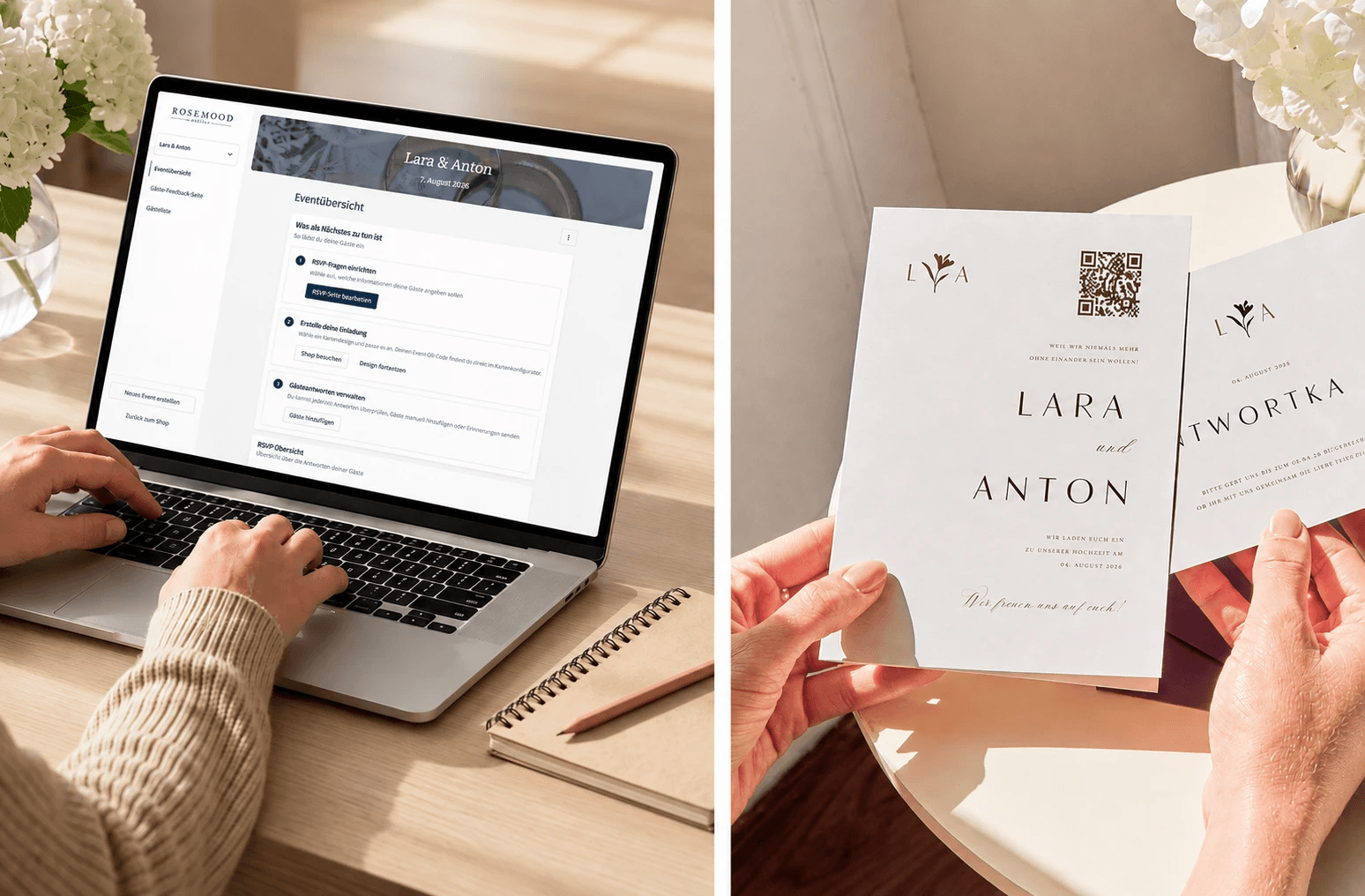 Rosemood Eventplattform – Eventseite erstellen und Einladung mit QR-Code