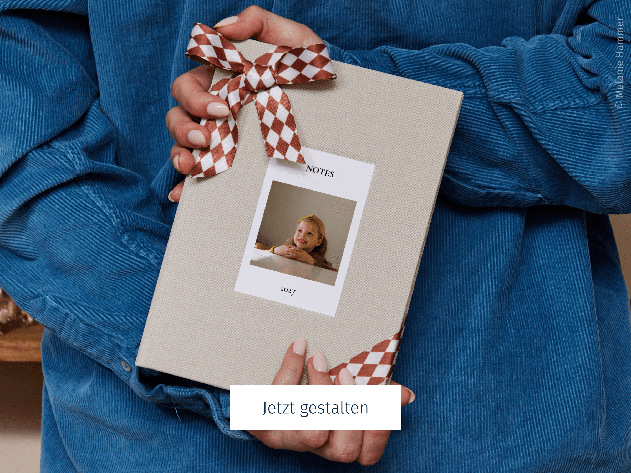 Notizbuch mit Stoffeinband und Foto