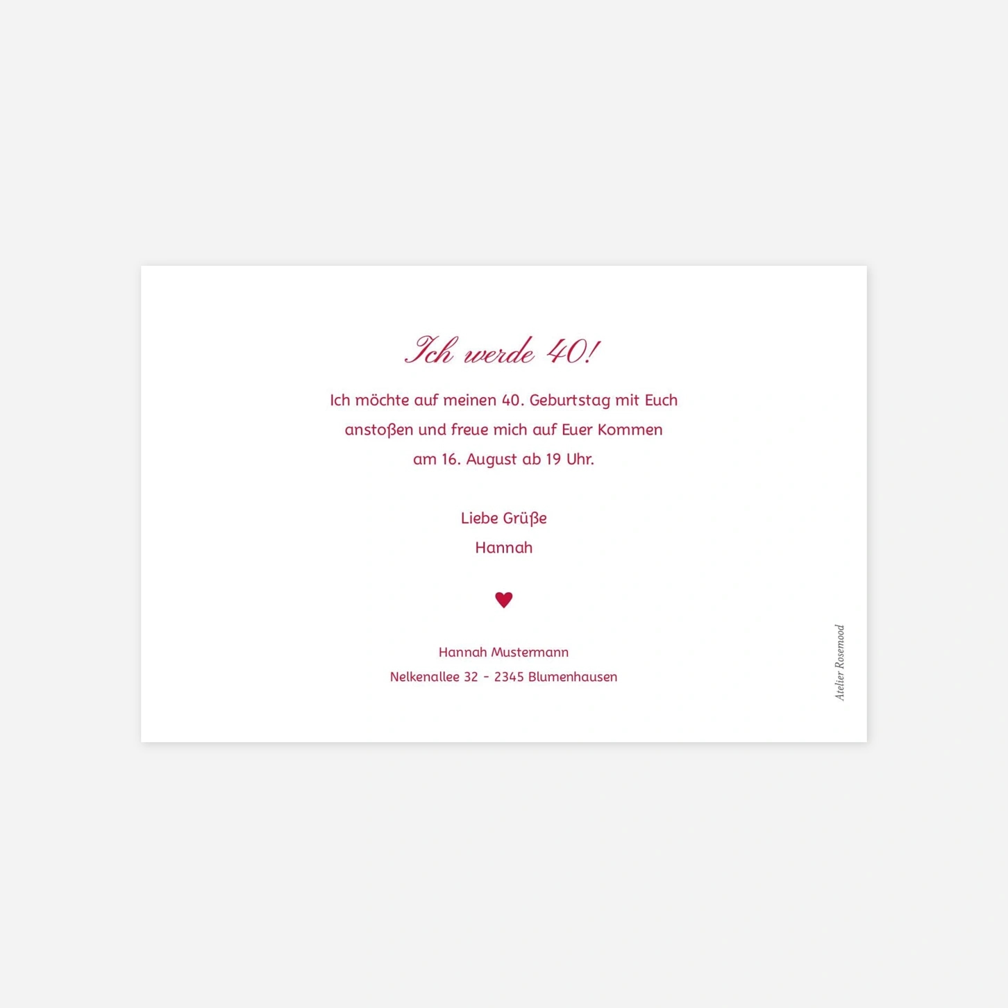 Geburtstagseinladung Amour