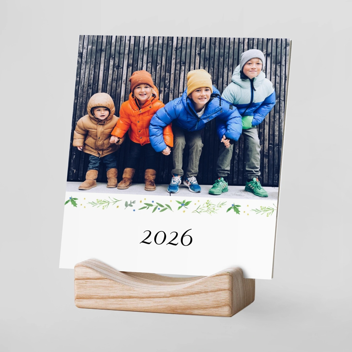 Tischkalender mit Holzfuß Aquarelltanz