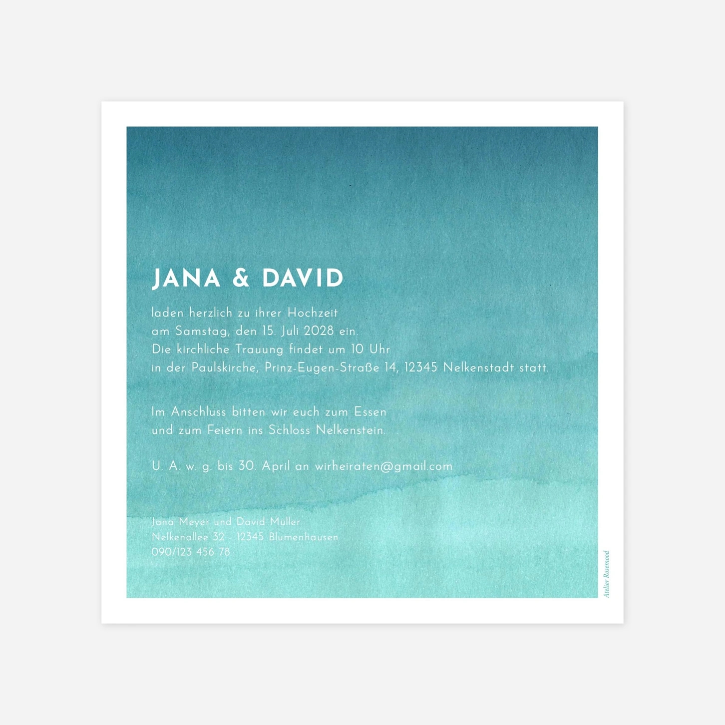 Hochzeitseinladung Aquarell