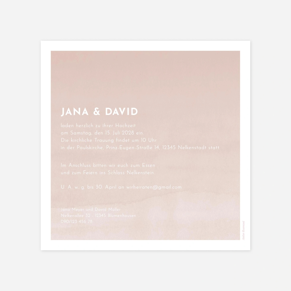 Hochzeitseinladung Aquarell