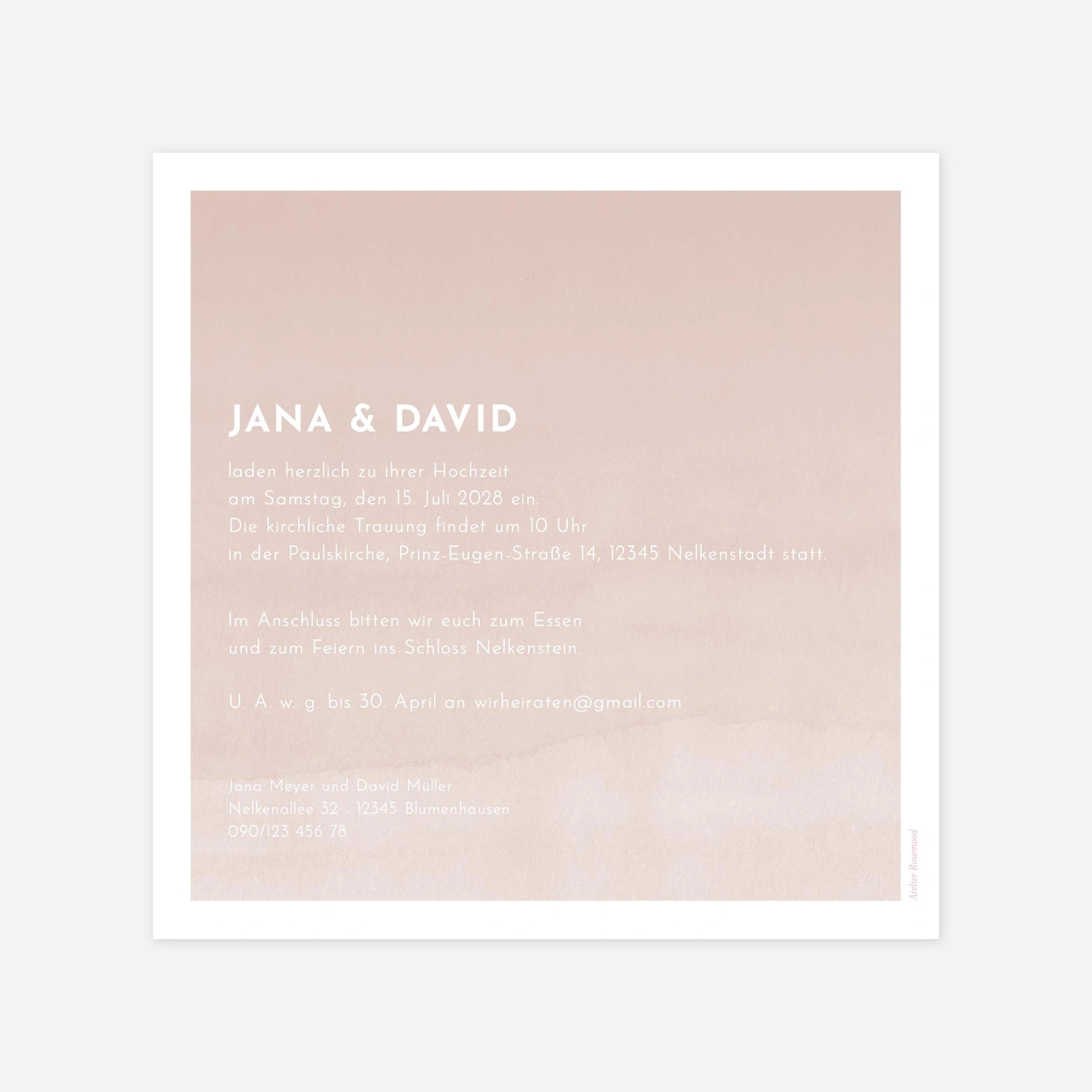 Hochzeitseinladung Aquarell