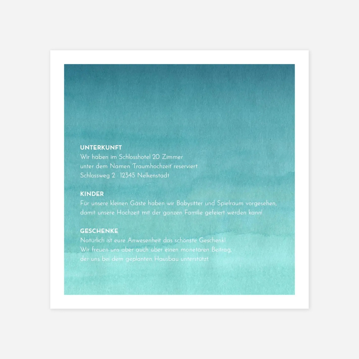 Hochzeit Mini-Einladungskarte Aquarell