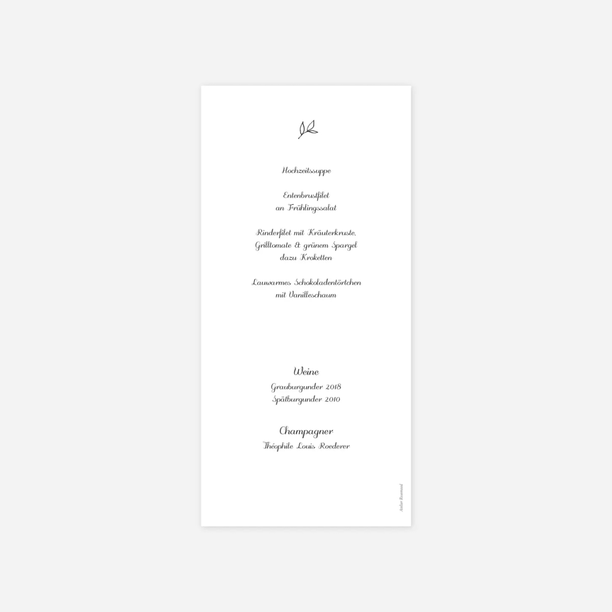 Menükarte Hochzeit Baumgeist