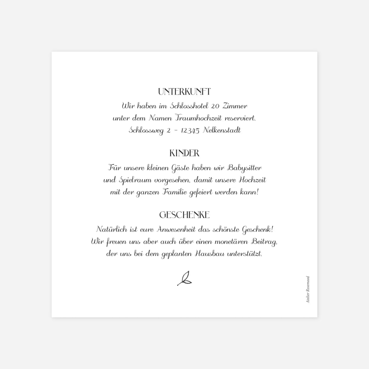 Hochzeit Mini-Einladungskarte Baumgeist