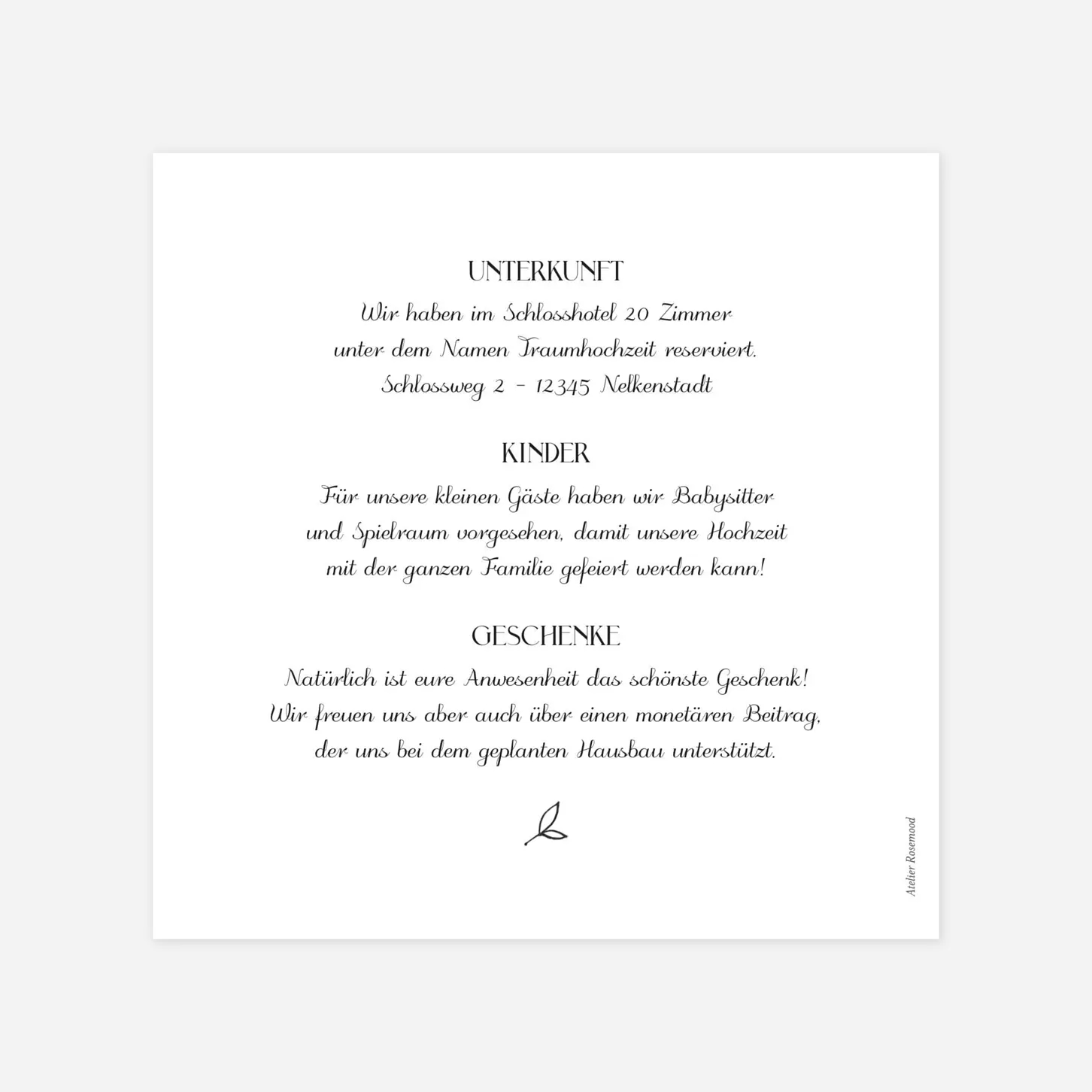 Hochzeit Mini-Einladungskarte Baumgeist