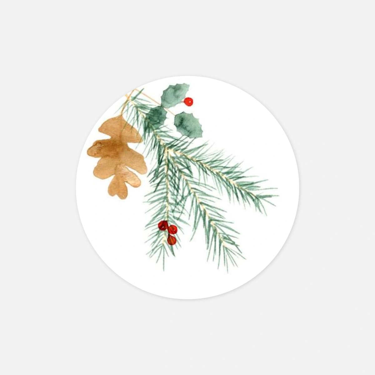 Geschenkaufkleber Weihnachten Blumen Aquarell Winter