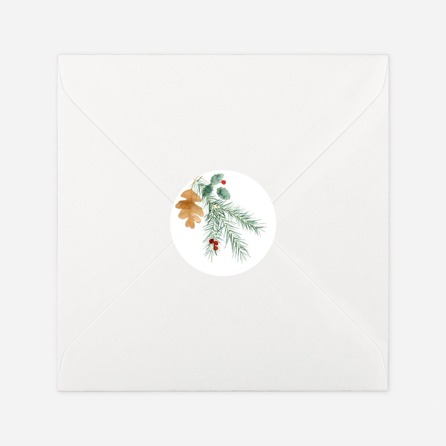 Geschenkaufkleber Weihnachten Blumen Aquarell Winter