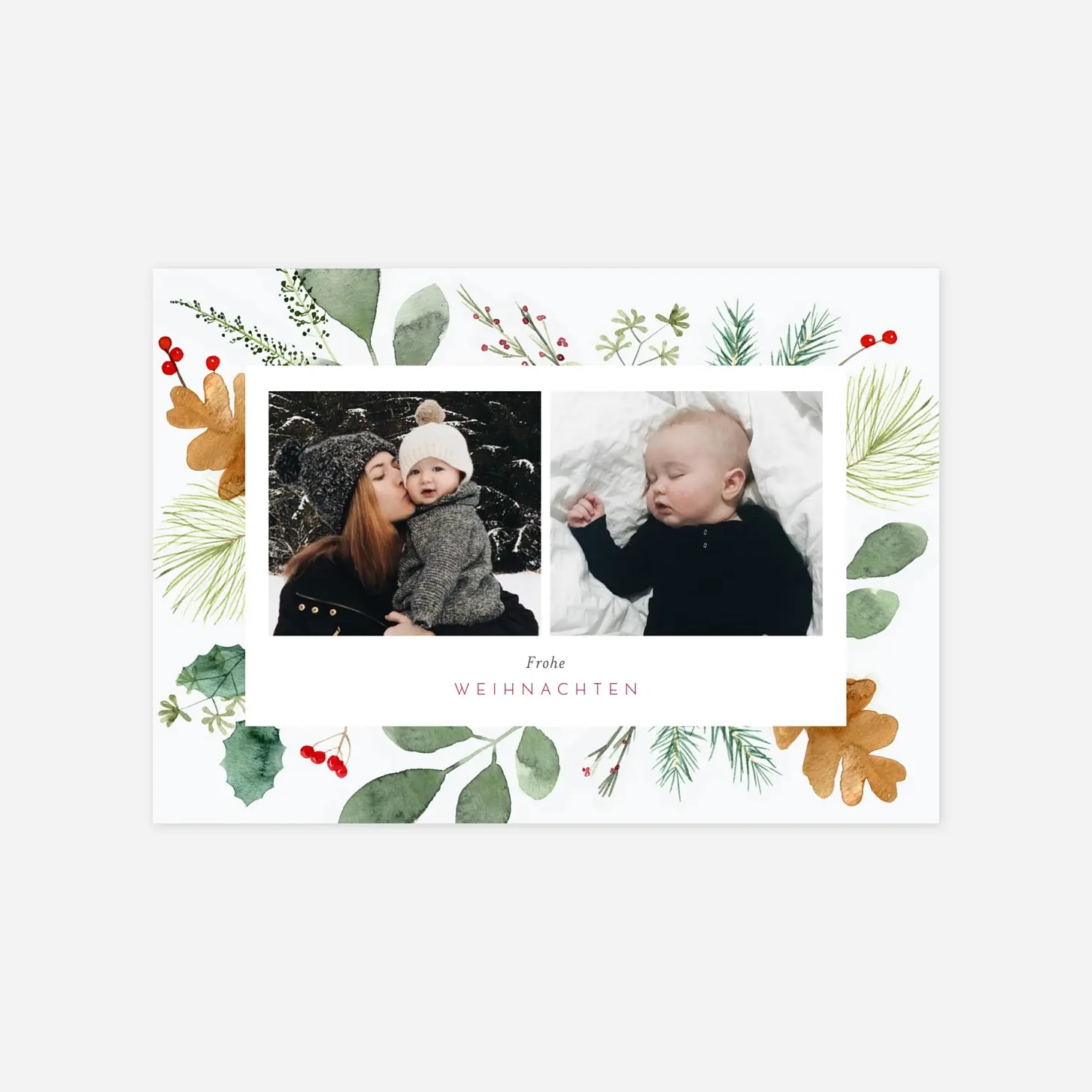 Weihnachtskarte Blumen Aquarell Winter