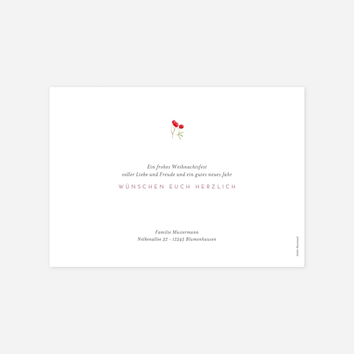 Weihnachtskarte Blumen Aquarell Winter