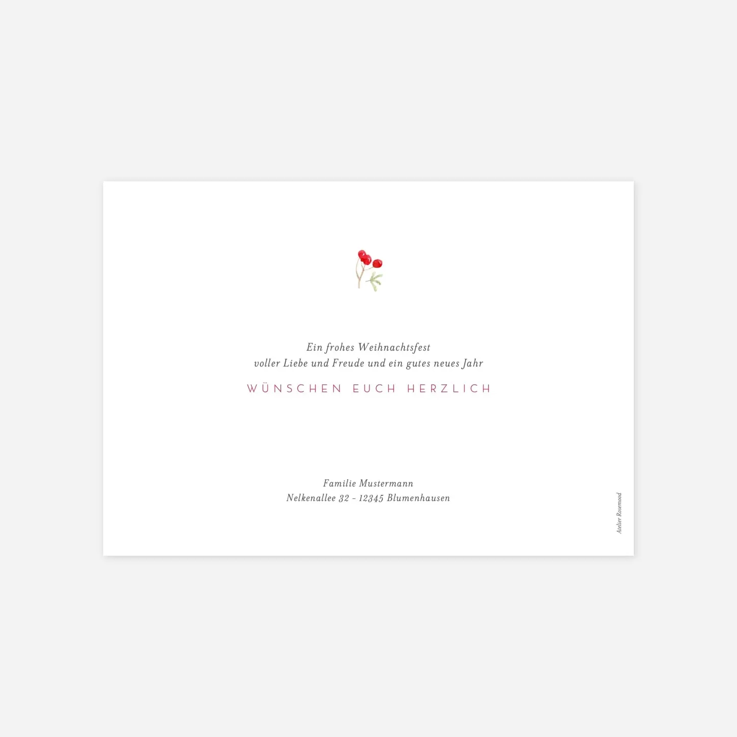 Weihnachtskarte Blumen Aquarell Winter