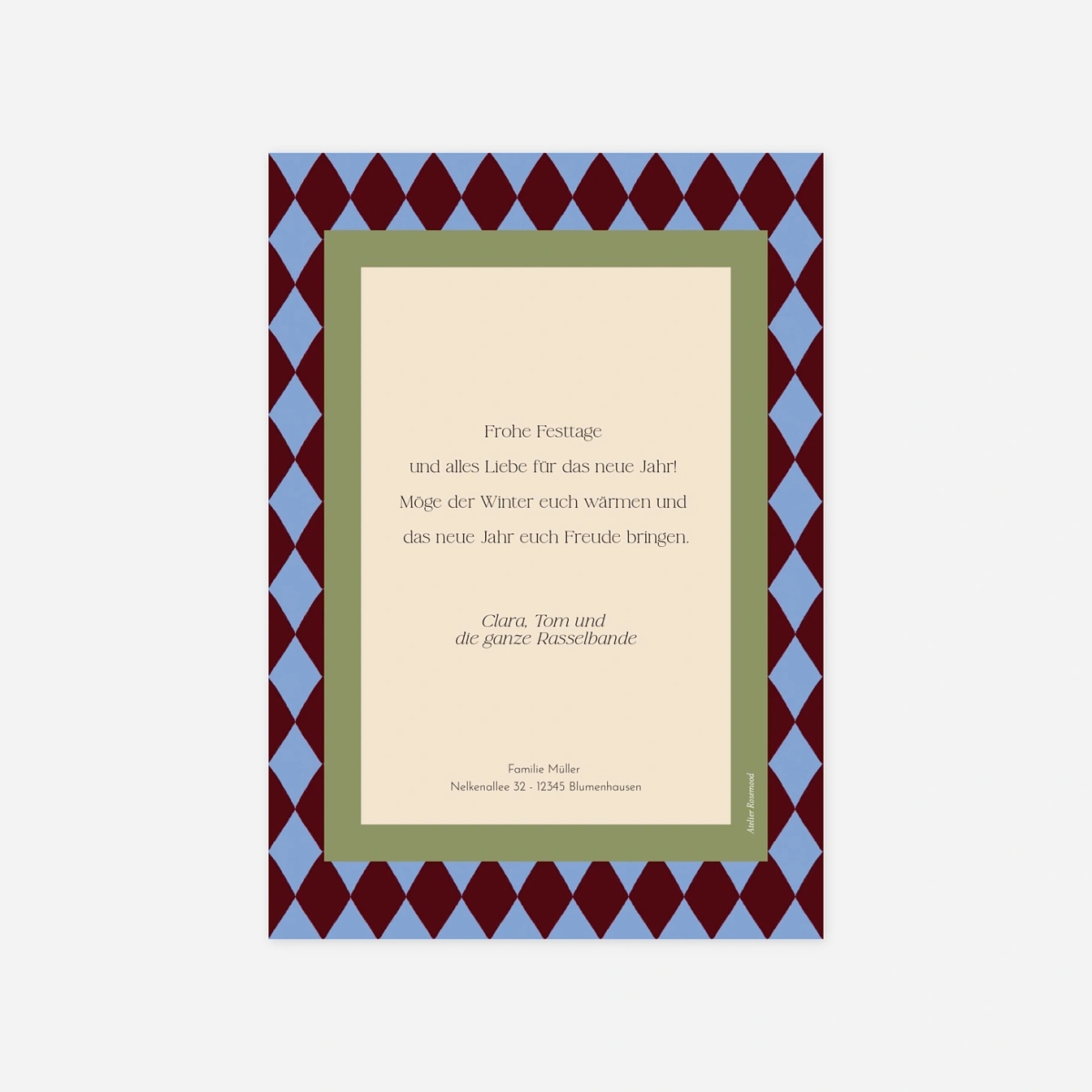 Weihnachtskarte Bunte Feiertage