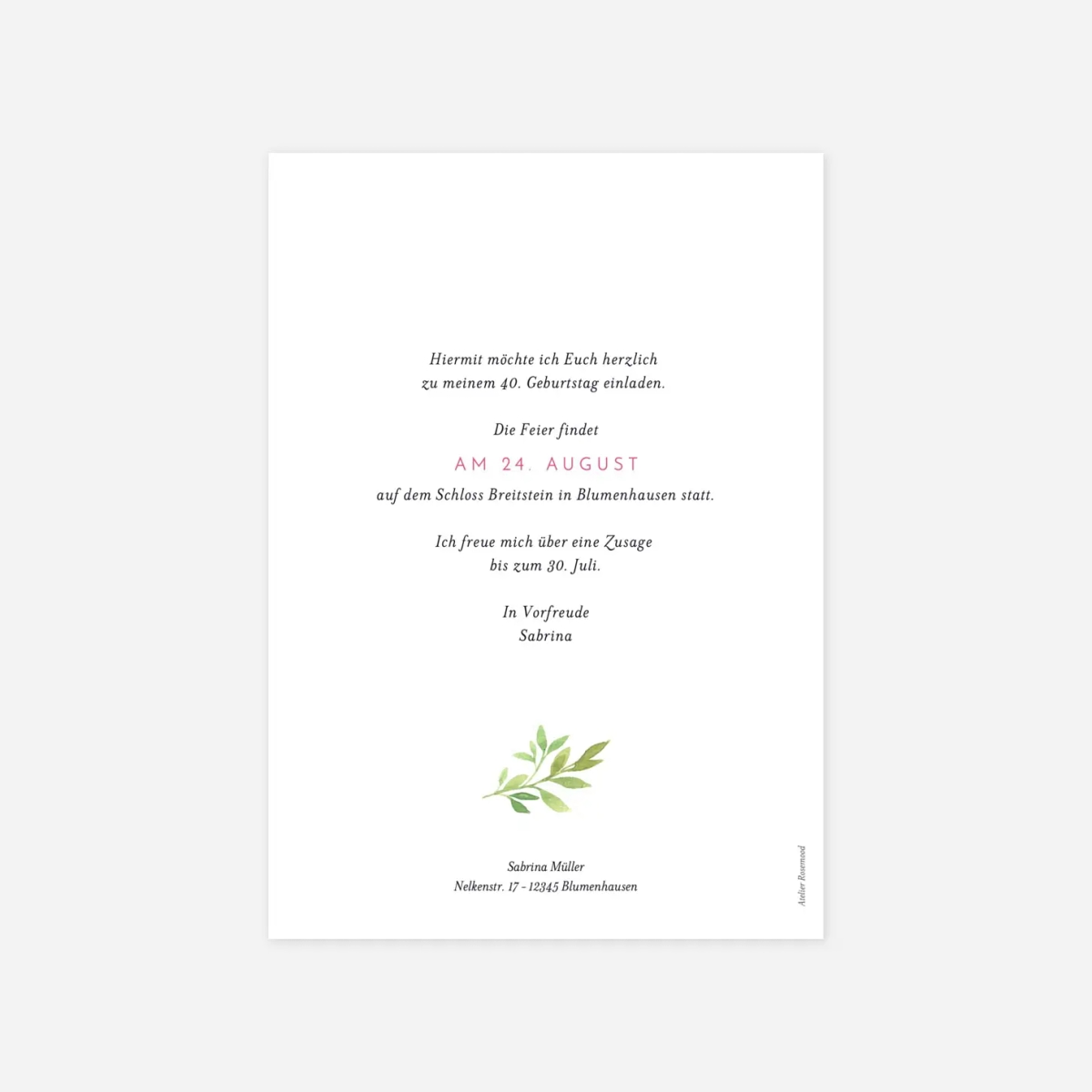 Geburtstagseinladung Blanko-Karten