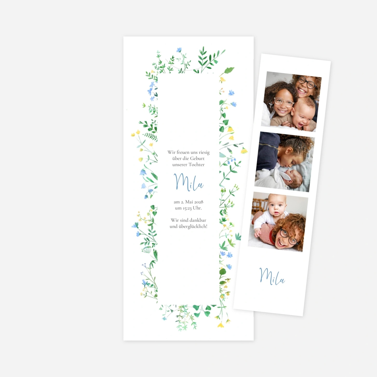 Geburtskarte Blumenrahmen