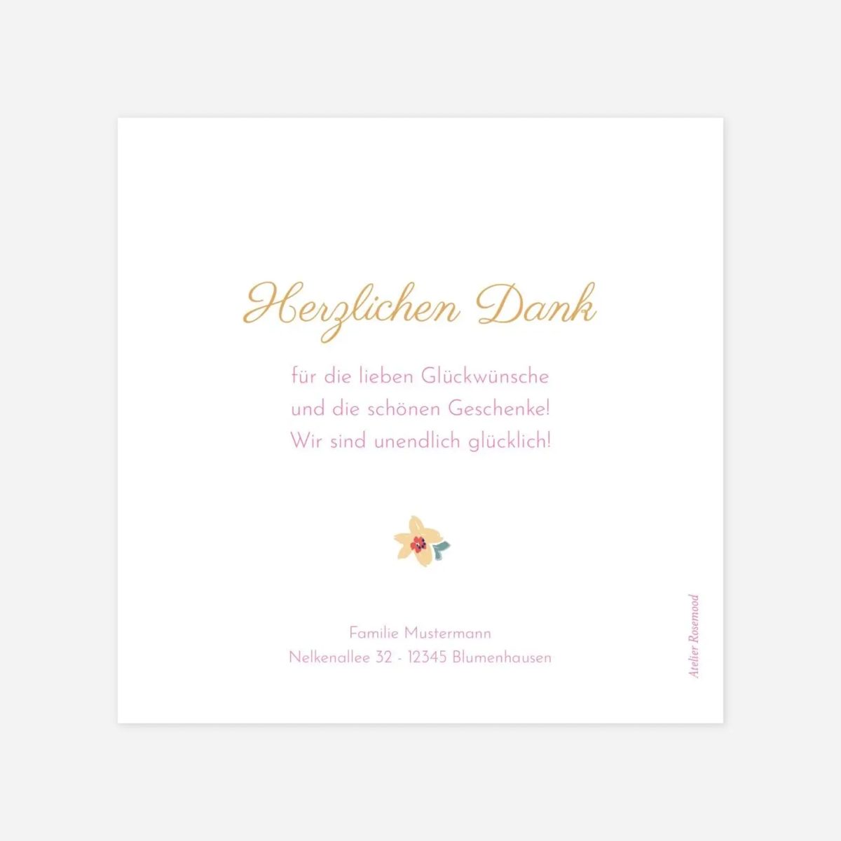Dankeskarte Geburt Bloom