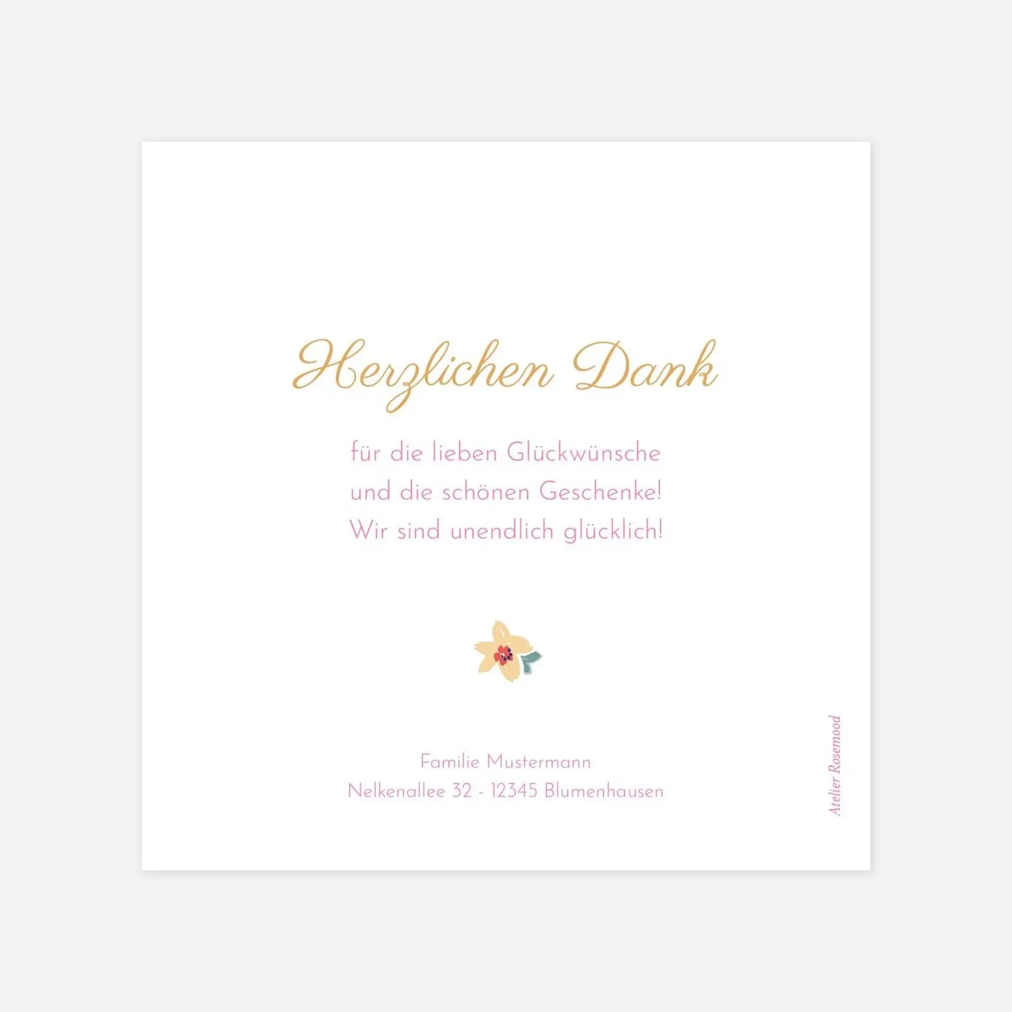 Dankeskarte Geburt Bloom
