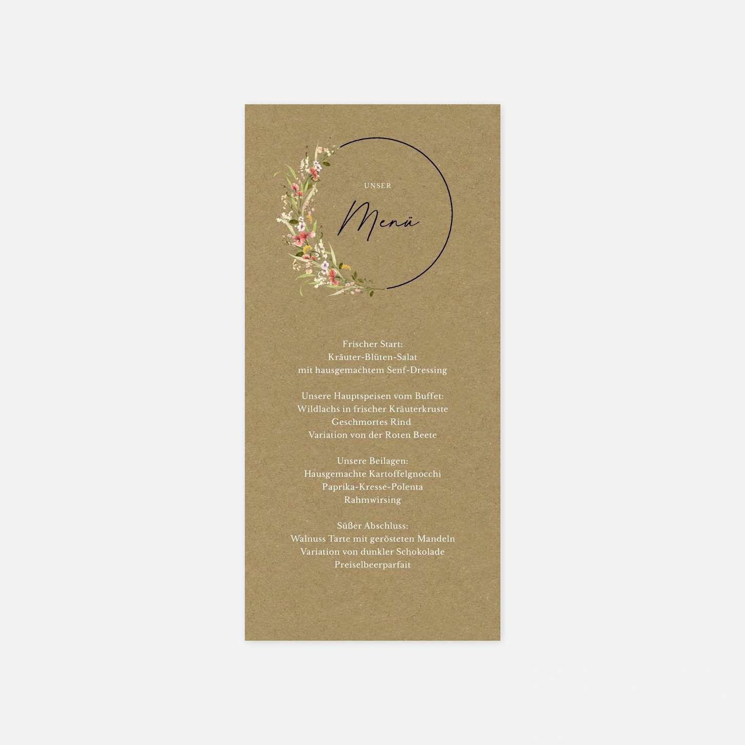 Menükarte Hochzeit Blütenparadies