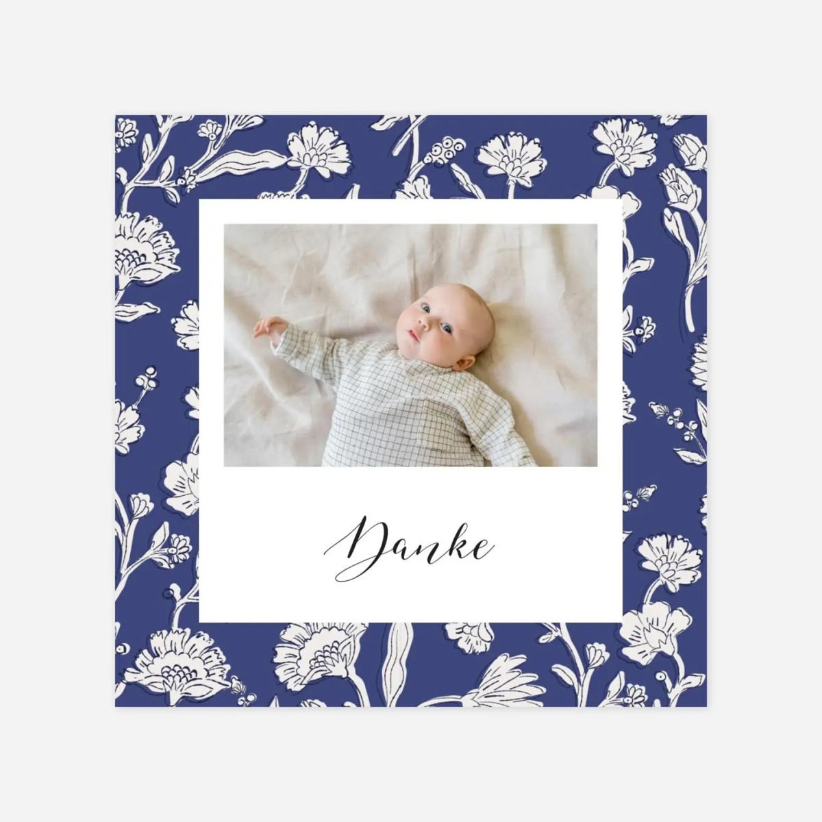 Dankeskarte Geburt Blütenranke