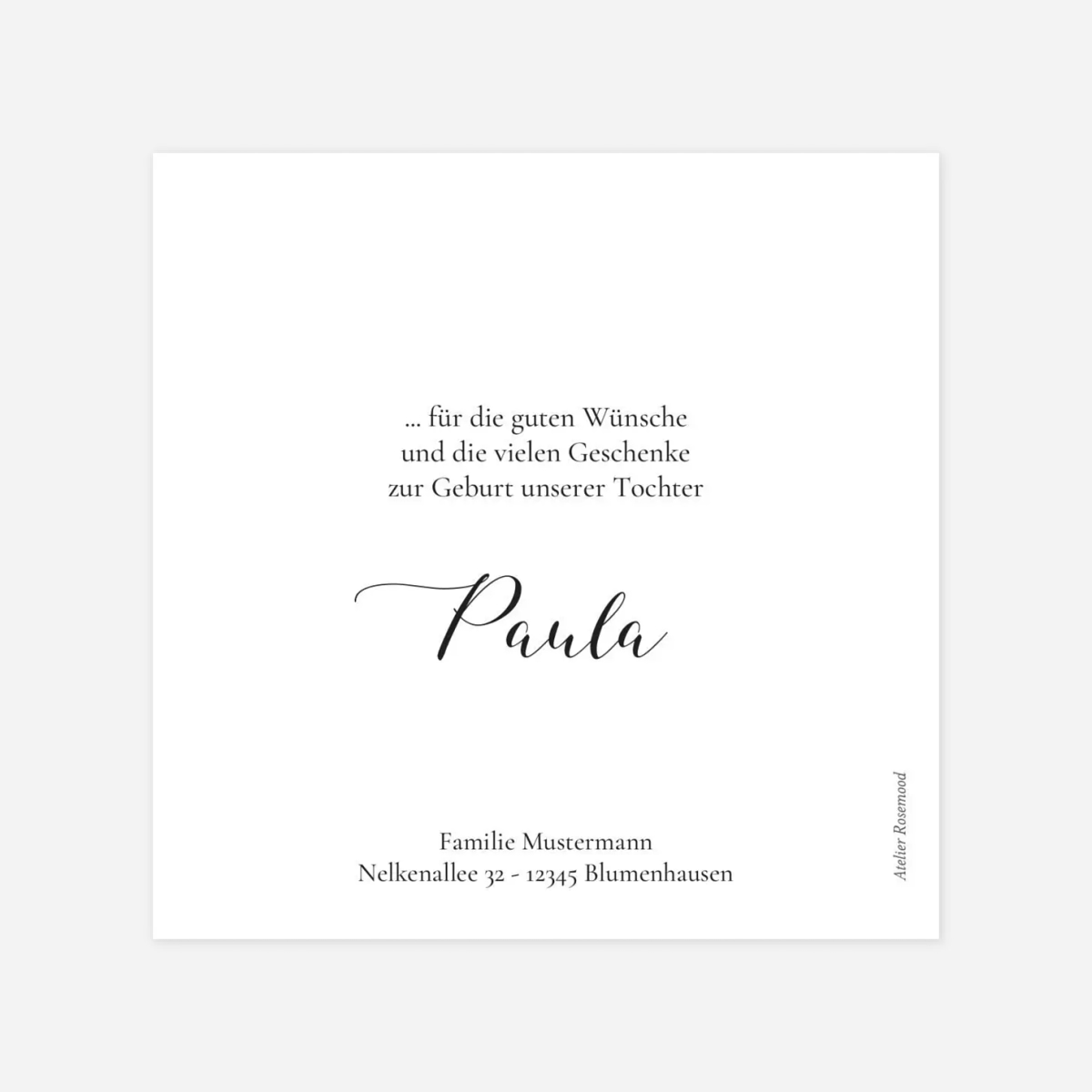 Dankeskarte Geburt Blütenranke