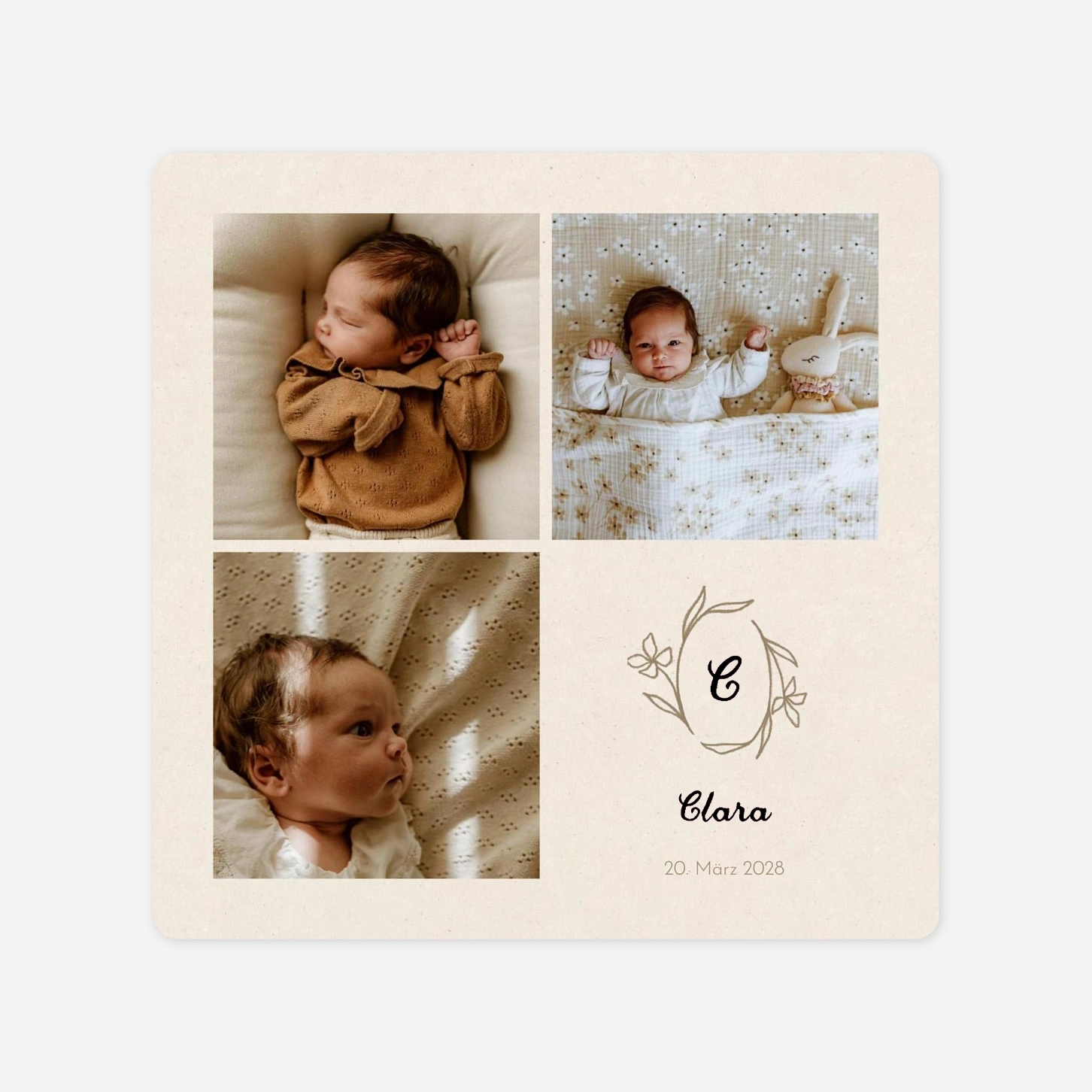 Geburtskarte Blütensiegel