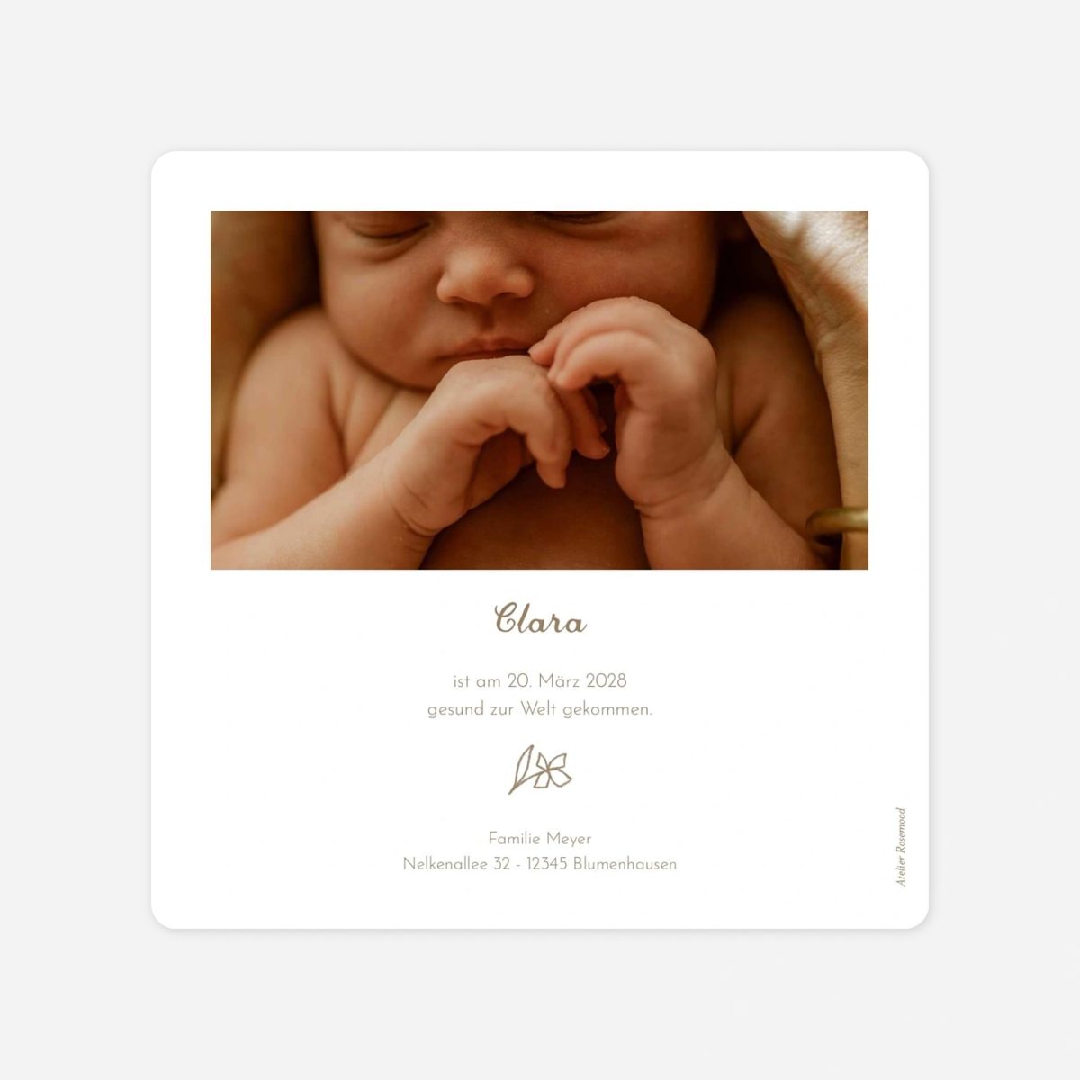 Geburtskarte Blütensiegel