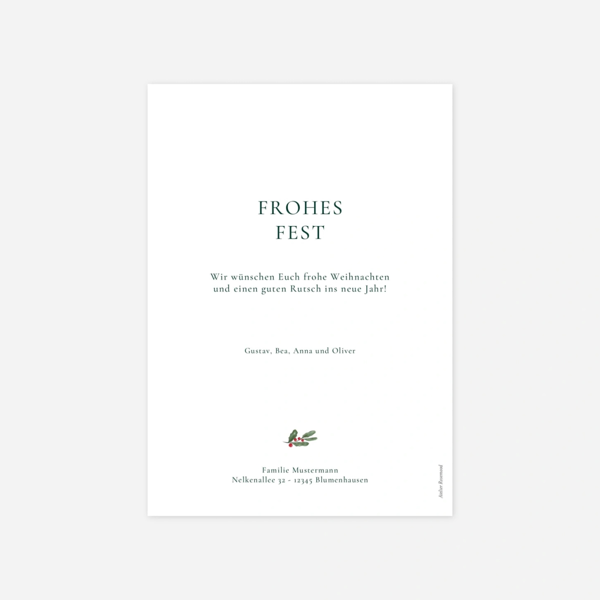 Weihnachtskarte Blumentradition Zweisprachig