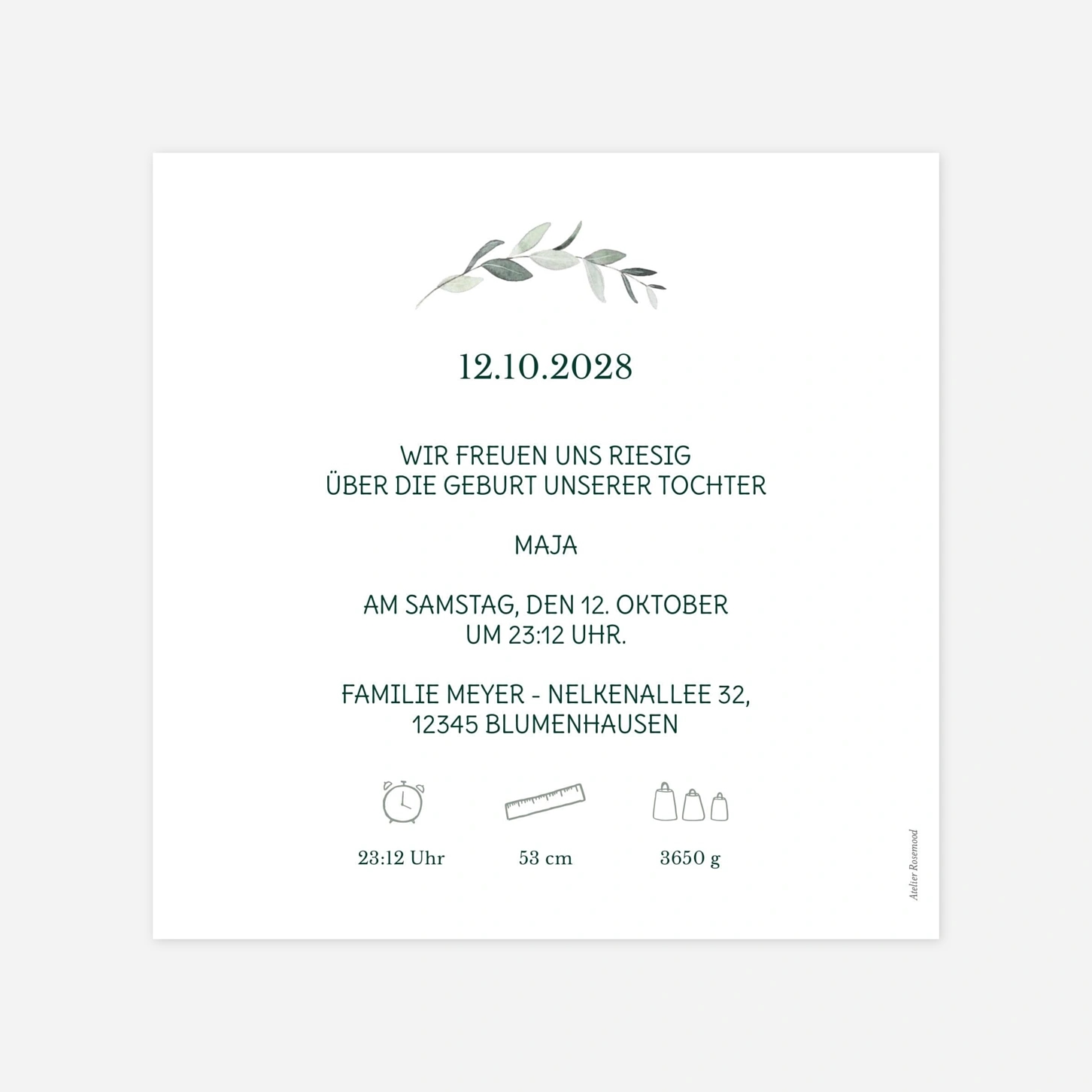 Geburtskarte Blätterwiege