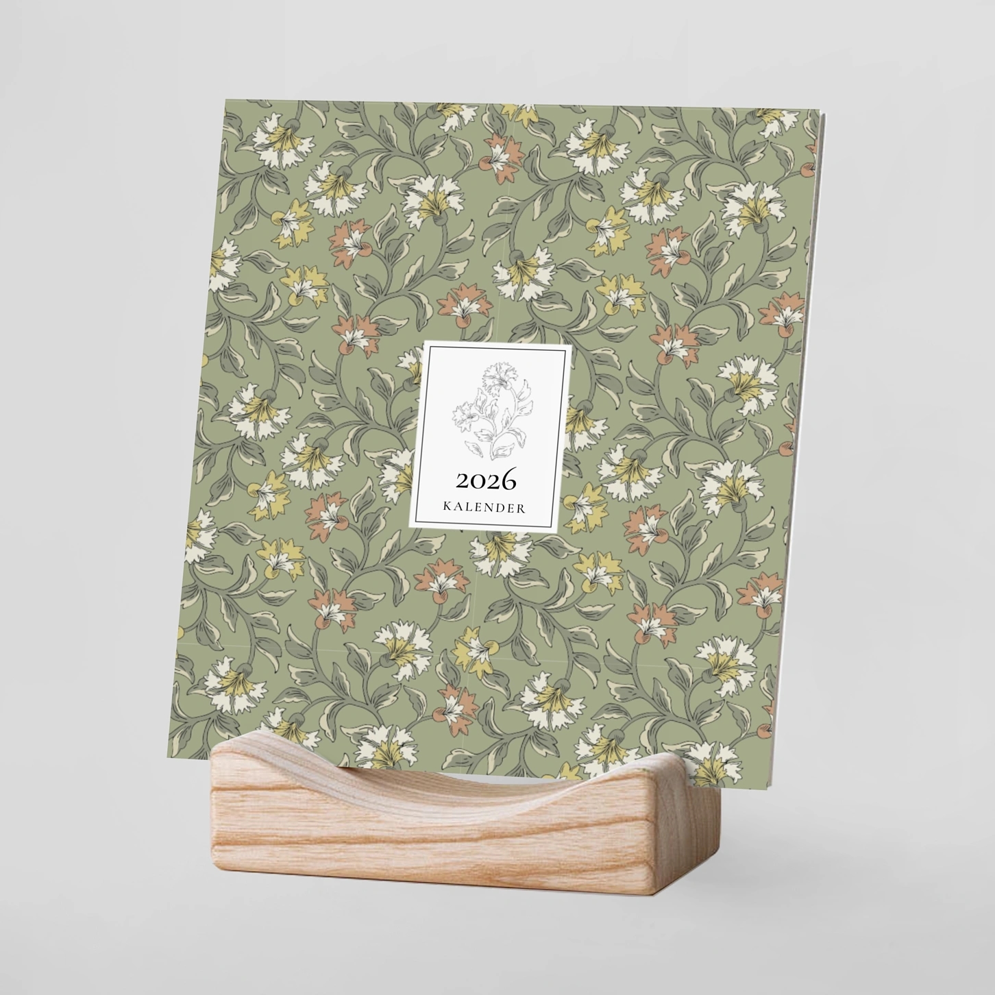 Tischkalender mit Holzfuß Blütezeit