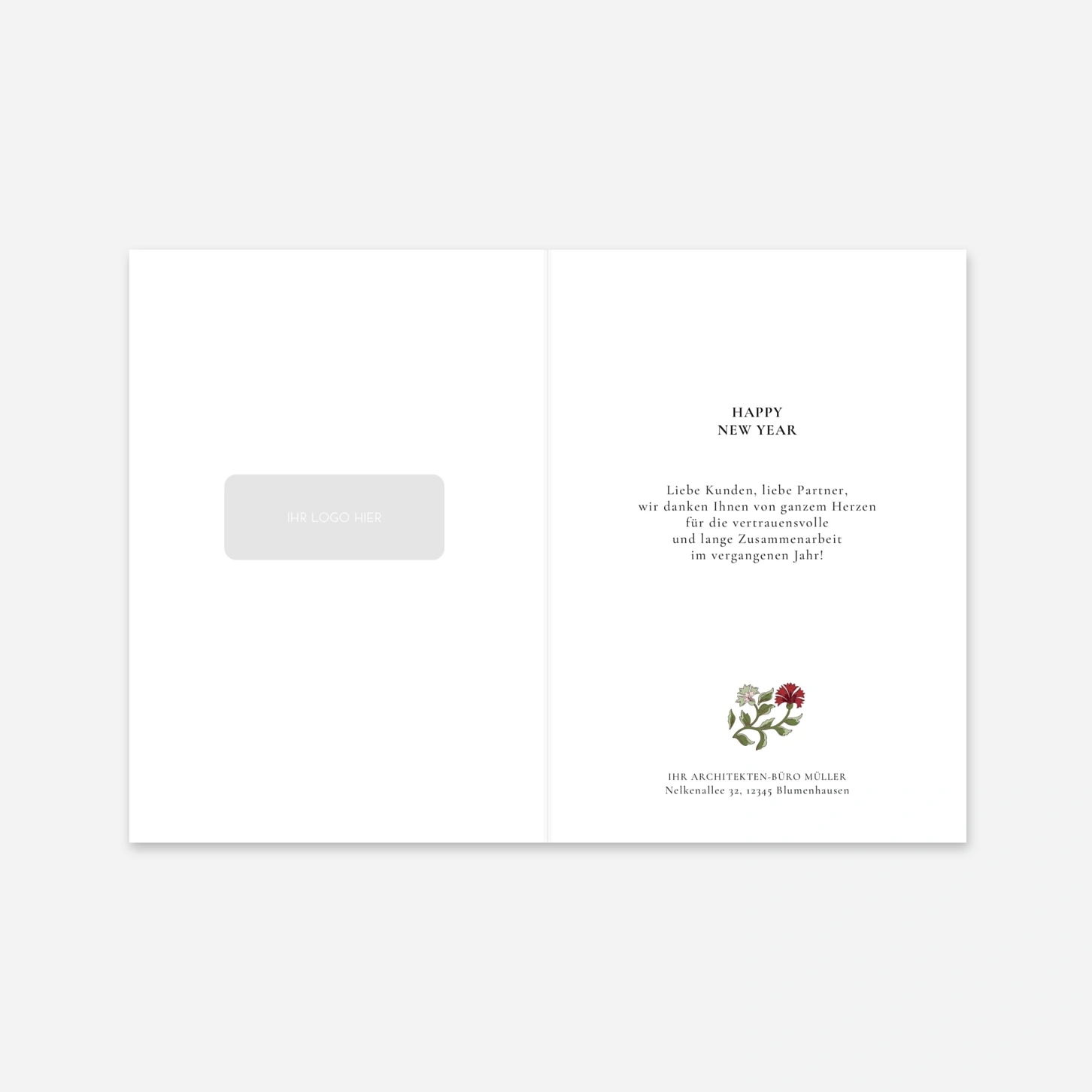 Geschäftliche Weihnachtskarte Blütezeit