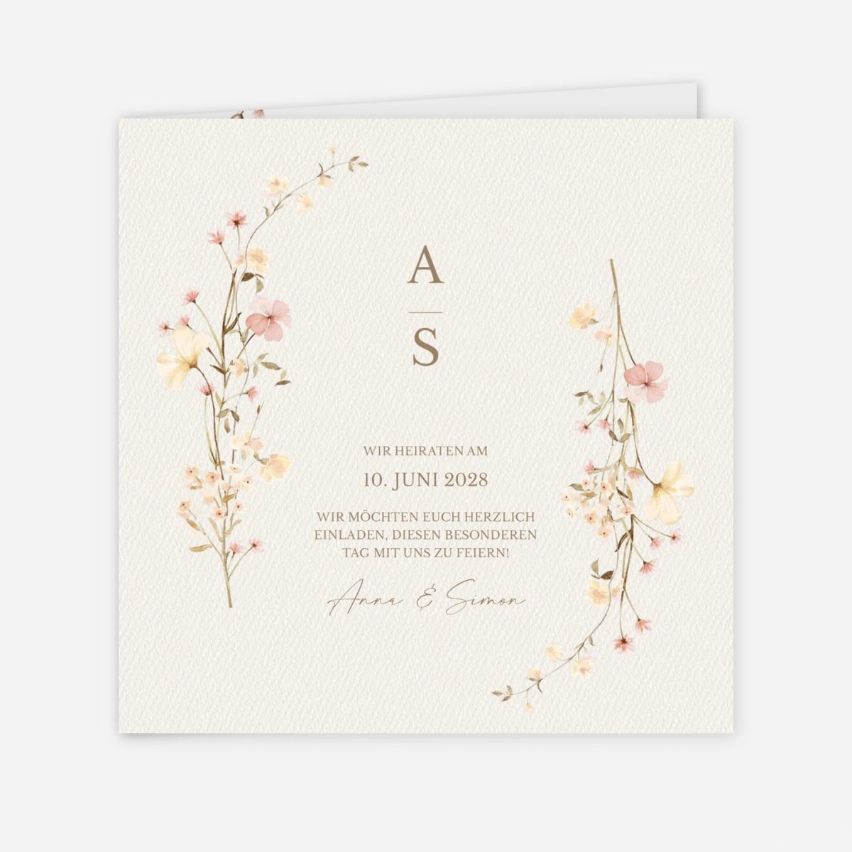 Hochzeitseinladung Blütenmonogramm