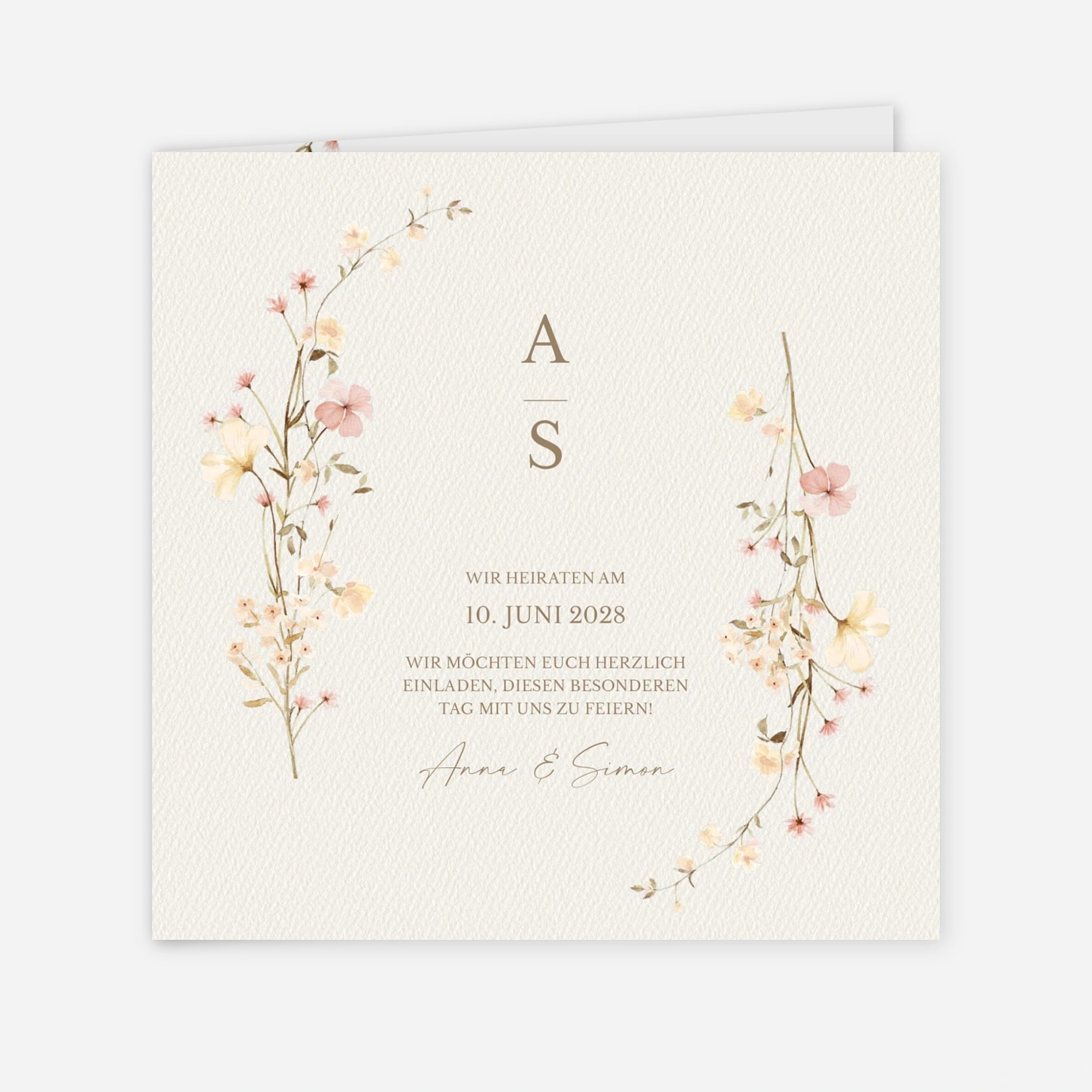 Hochzeitseinladung Blütenmonogramm