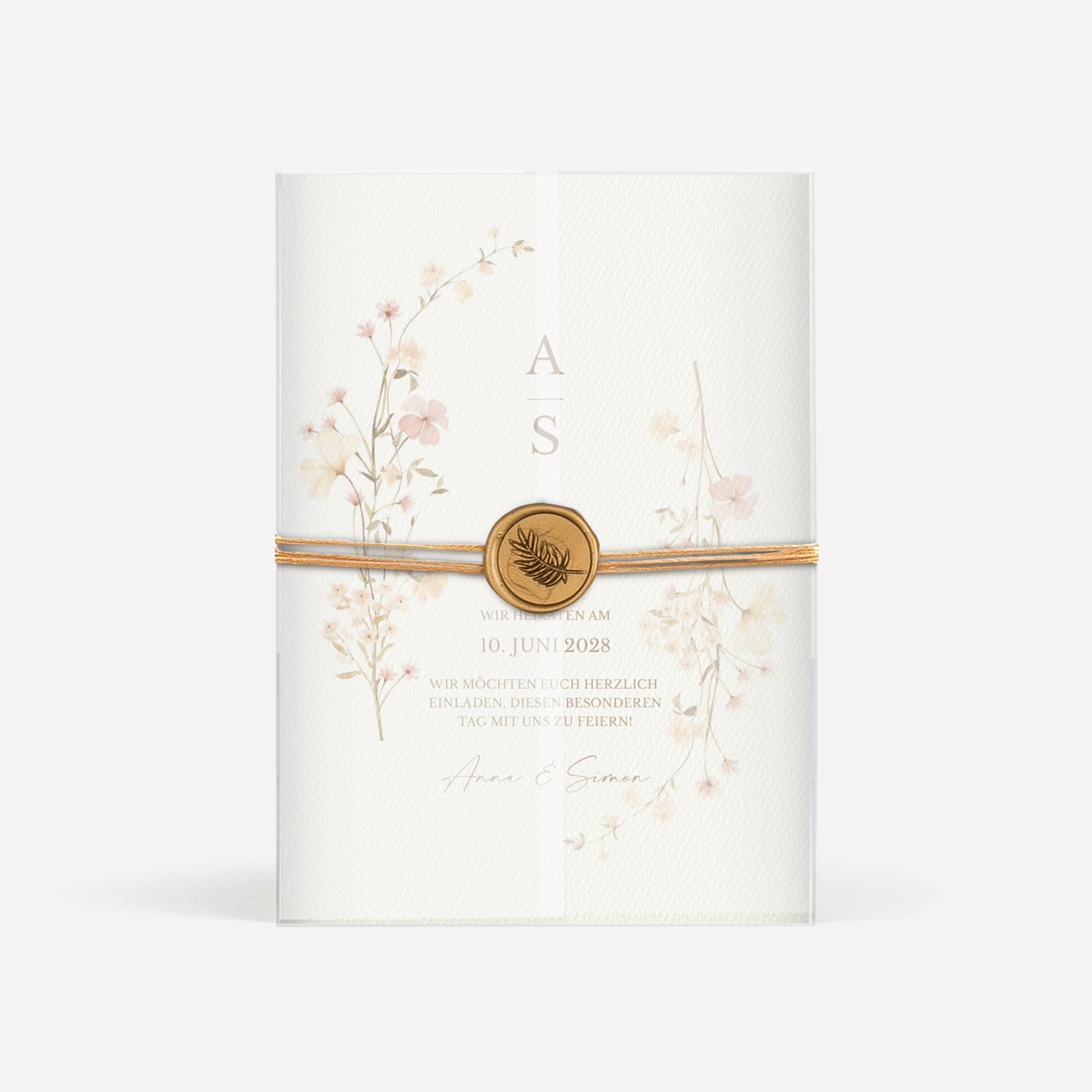 Hochzeitseinladung Blütenmonogramm