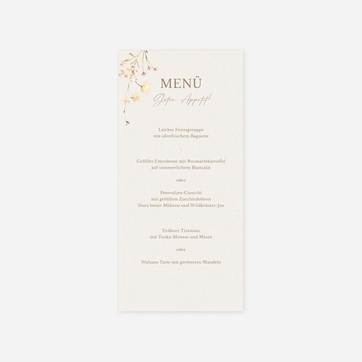 Menükarte Hochzeit Blütenmonogramm