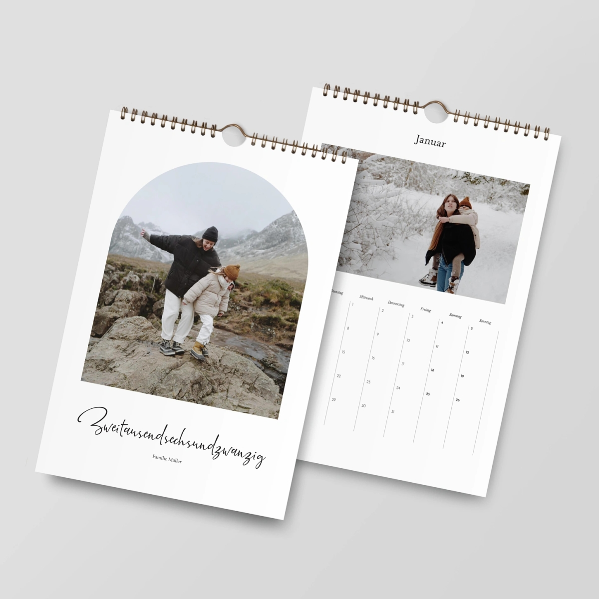 Wandkalender personalisierbare Felder Bogenform