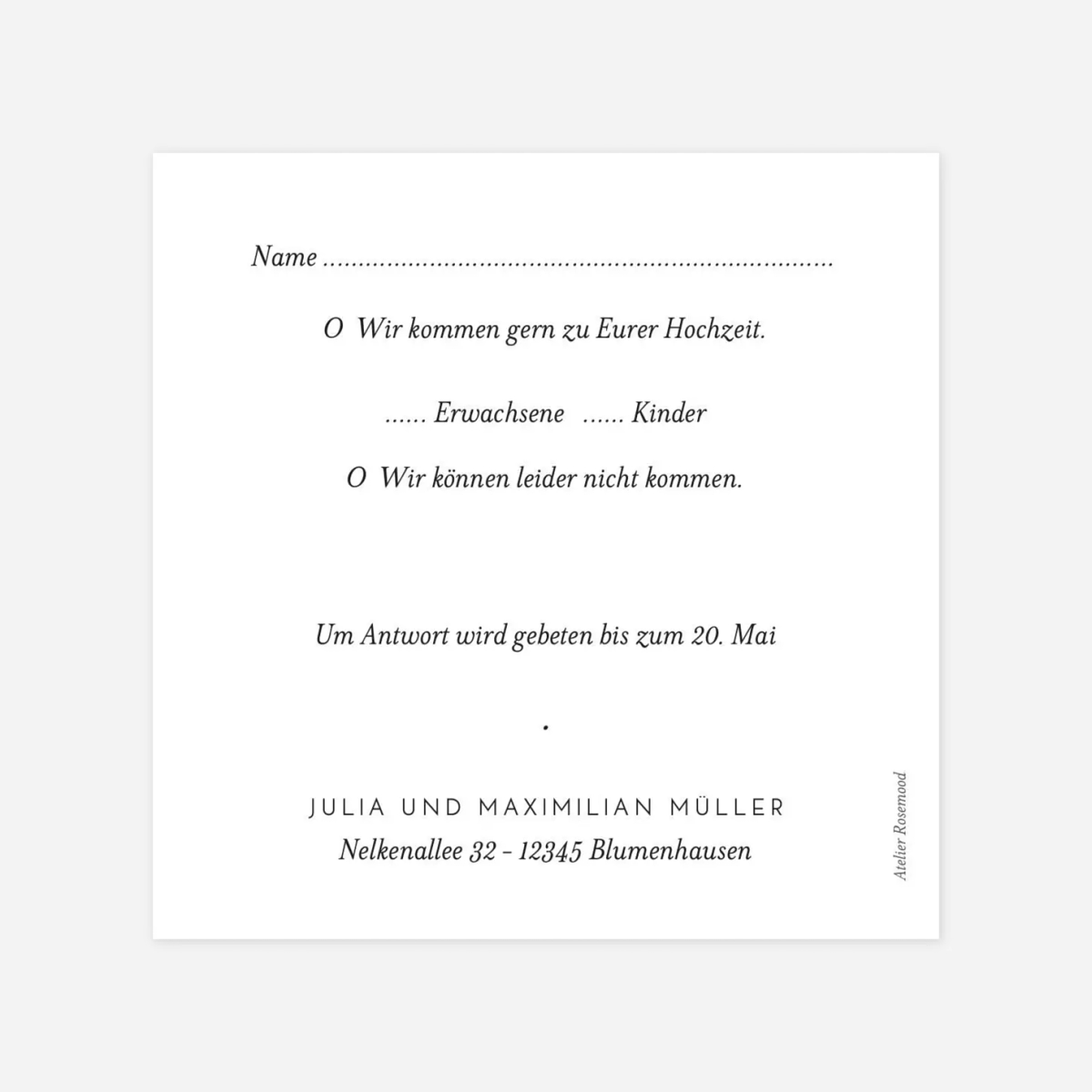 Antwortkarte Hochzeit Botanik