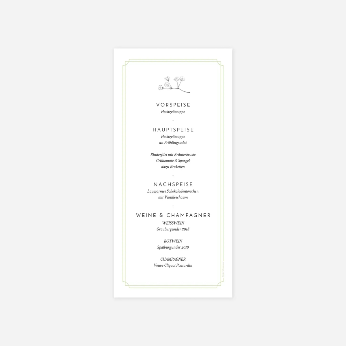 Menükarte Hochzeit Botanik