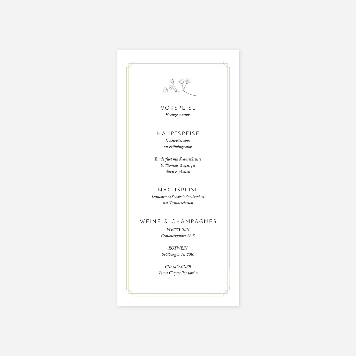 Menükarte Hochzeit Botanik