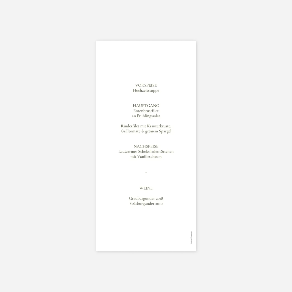 Menükarte Hochzeit Botanic