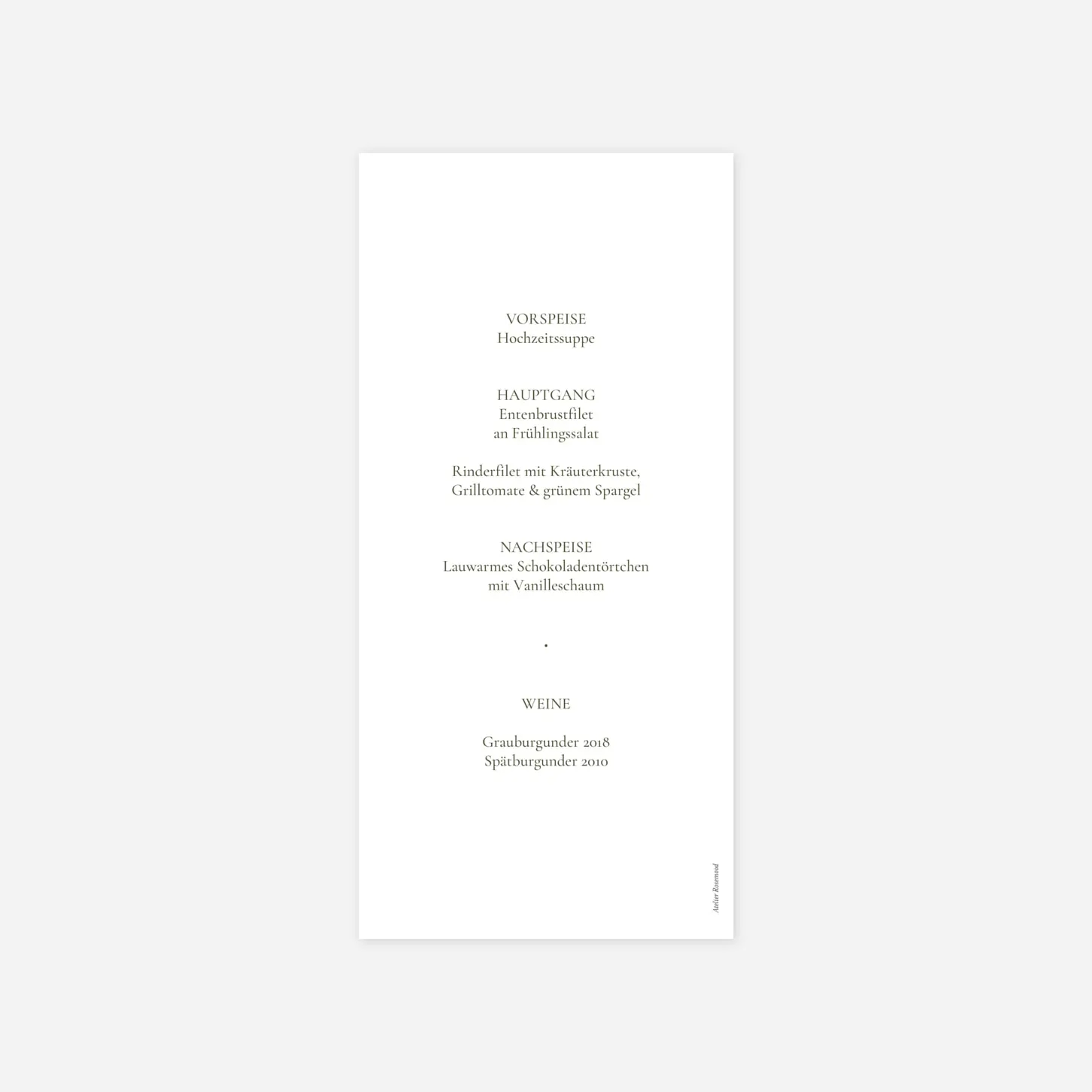 Menükarte Hochzeit Botanic