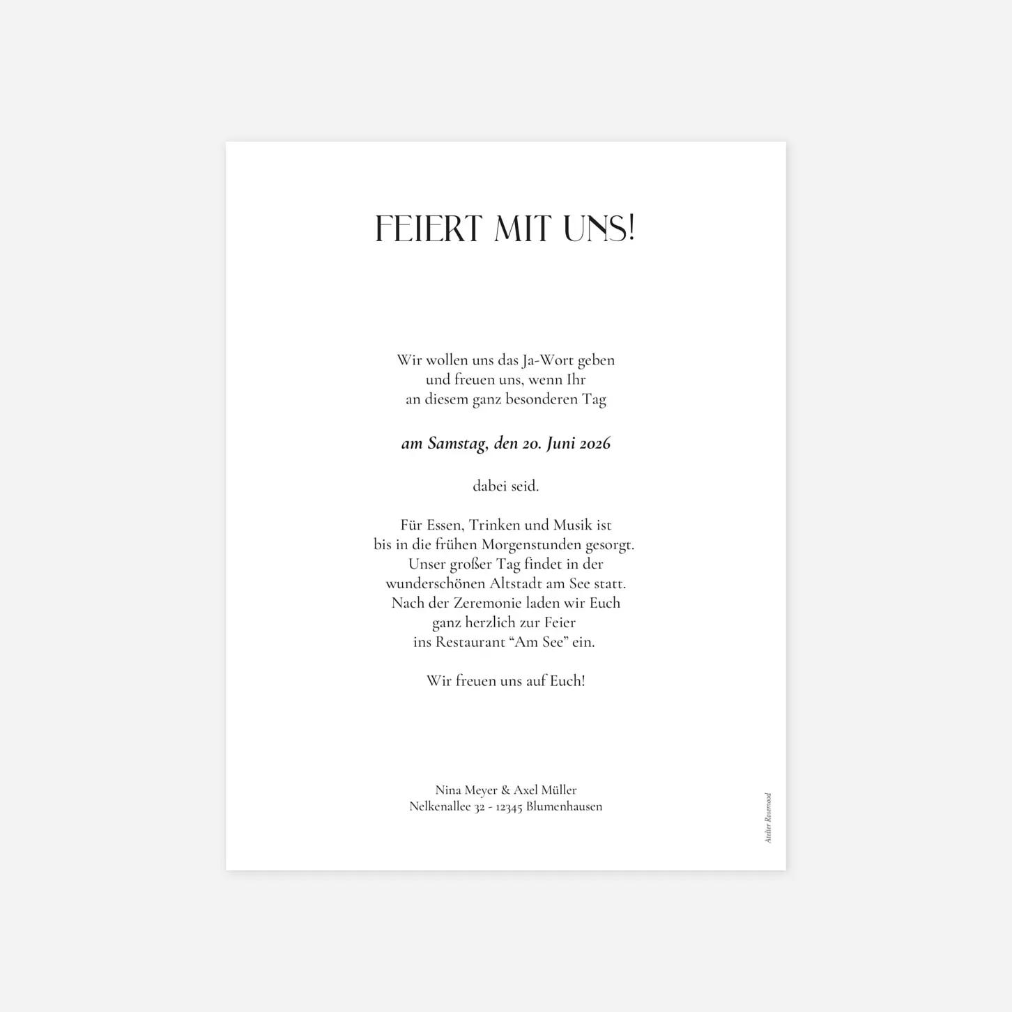 Hochzeitseinladung Bündnis