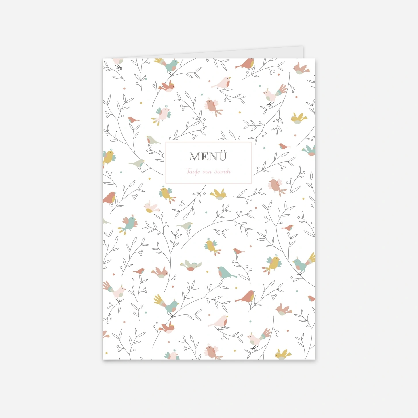 Menükarte Taufe Bunte Vögel
