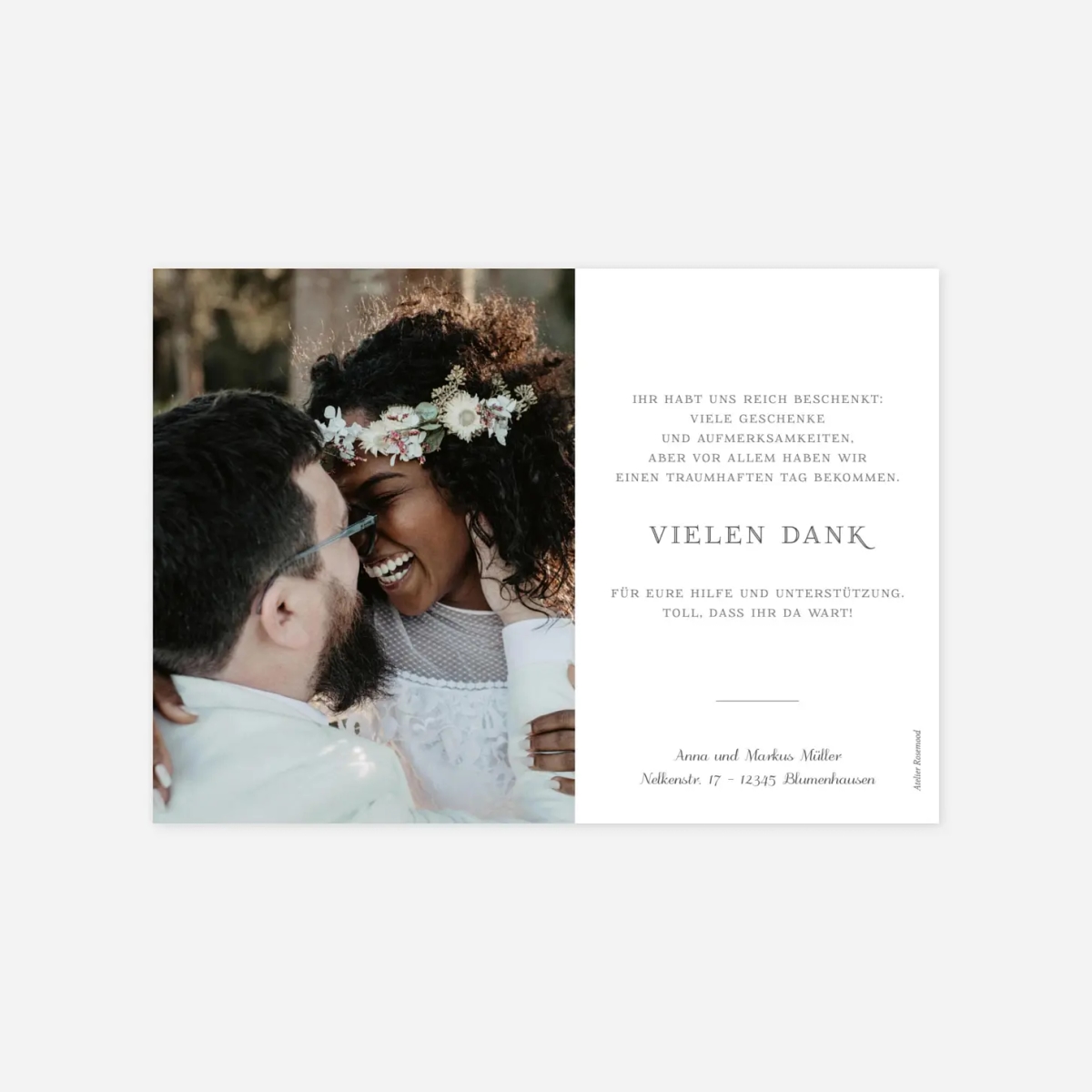 Dankeskarte Hochzeit Calathea