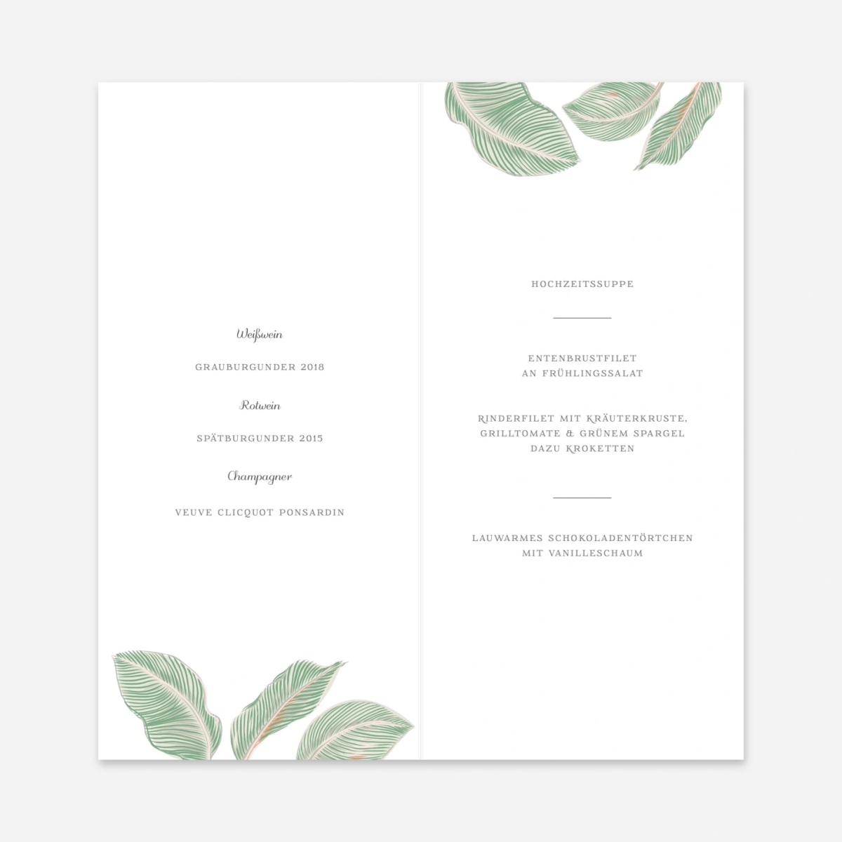 Menükarte Hochzeit Calathea