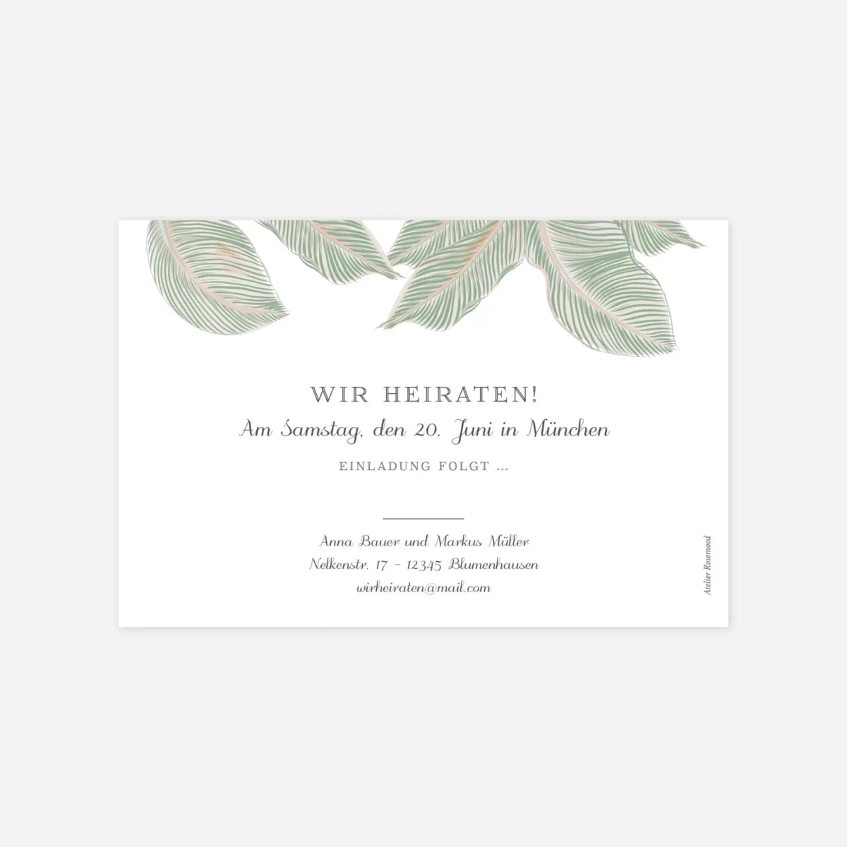 Save-the-Date Karte Calathea