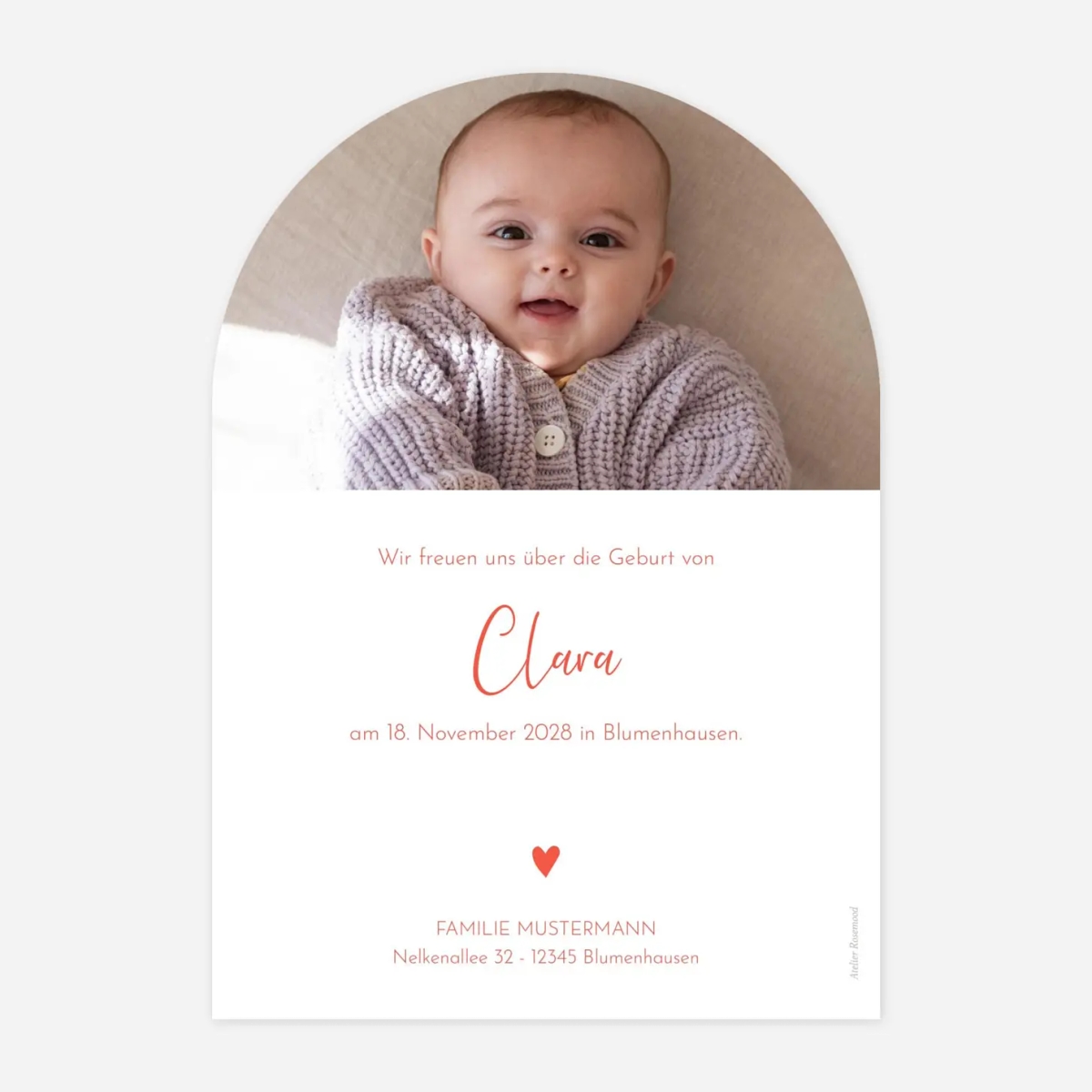 Geburtskarte Goldenes Herz